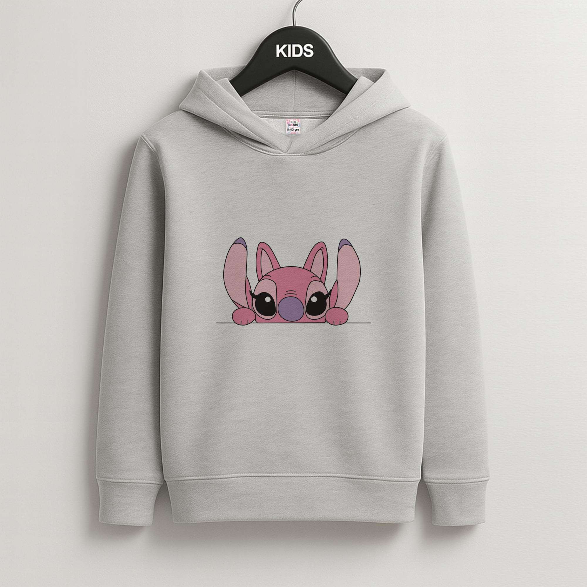 Angel Leaning - Pink Alien Kids Grey Hoodie