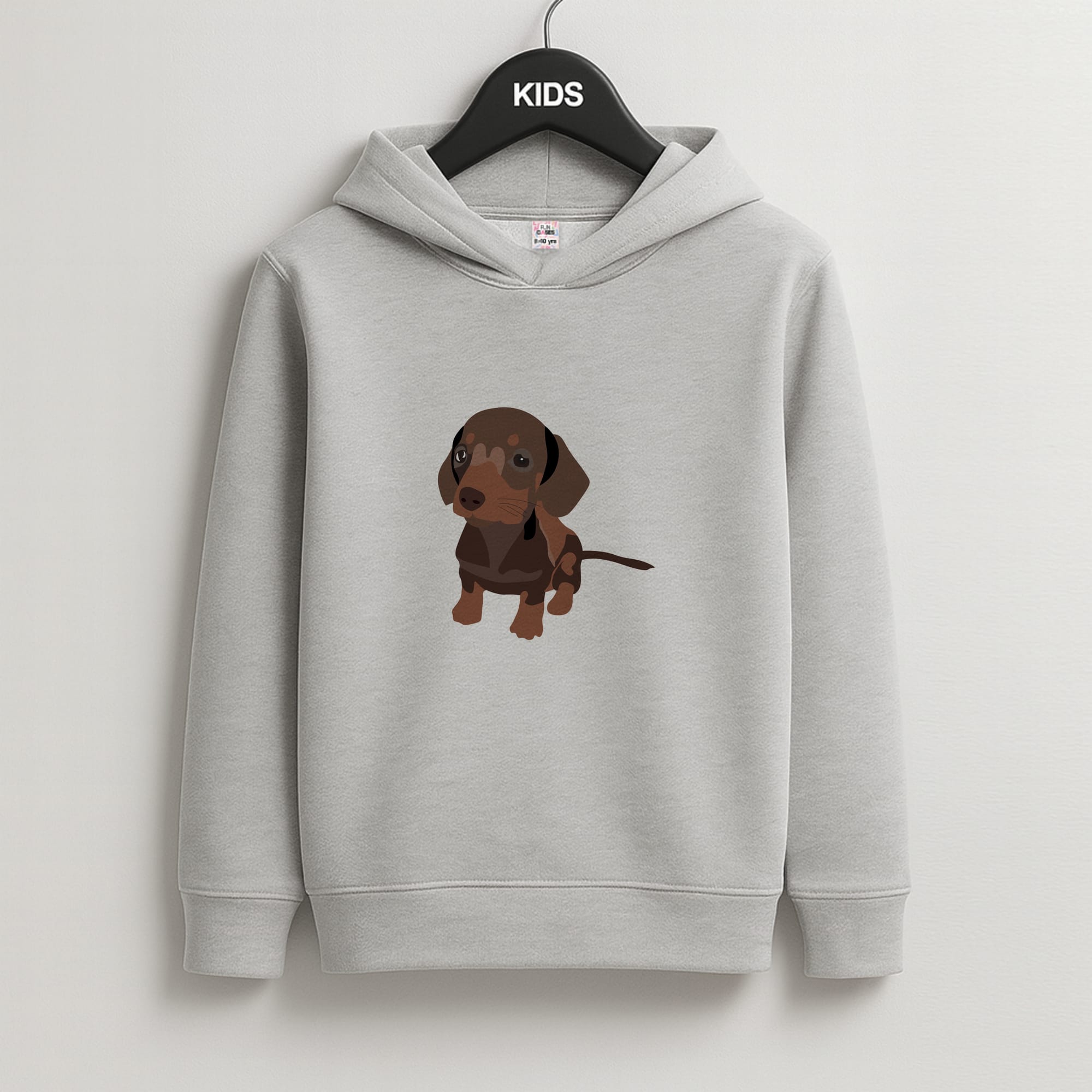 Brown - Dachshunds Kids Grey Hoodie