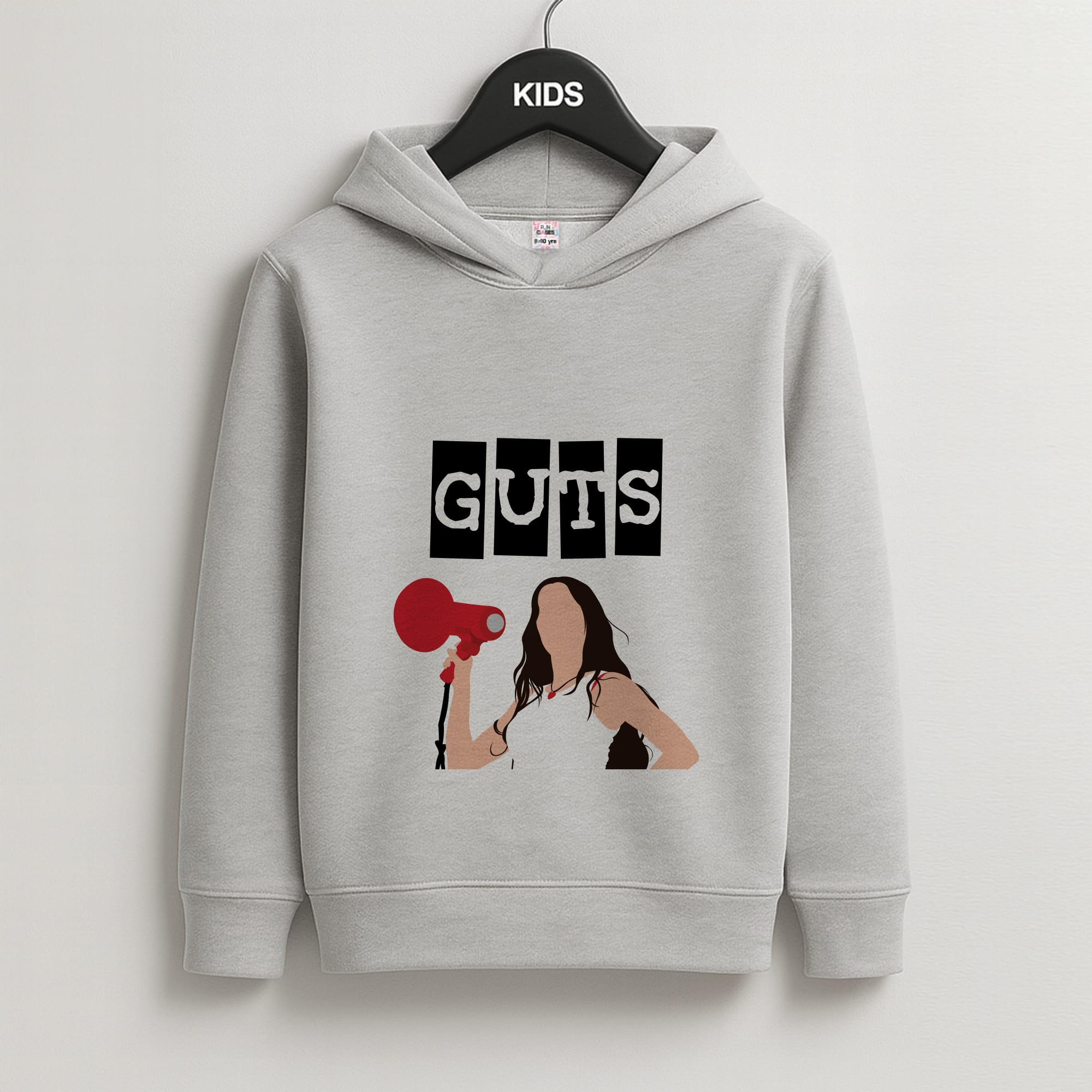 Olivia Red Megaphone Kids Grey Hoodie