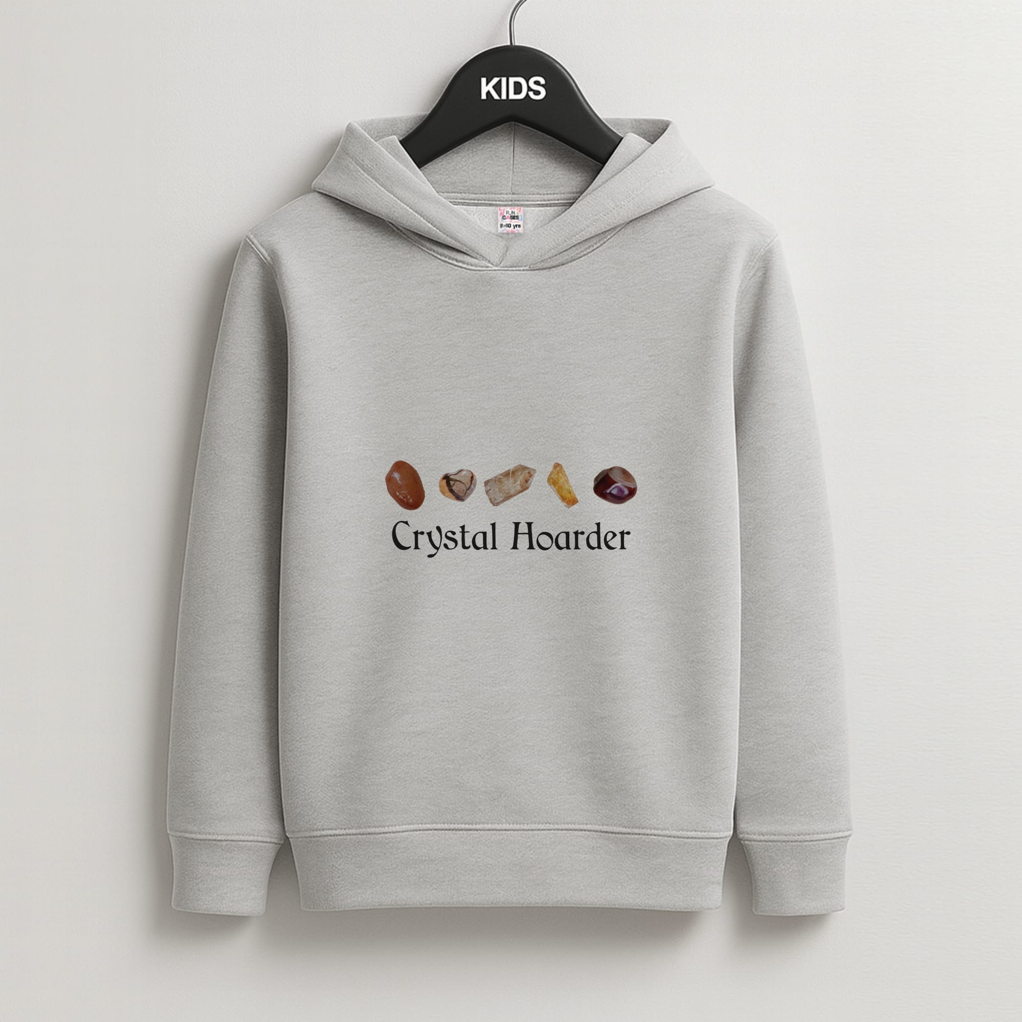 Crystal Hoarder Pattern Kids Grey Hoodie