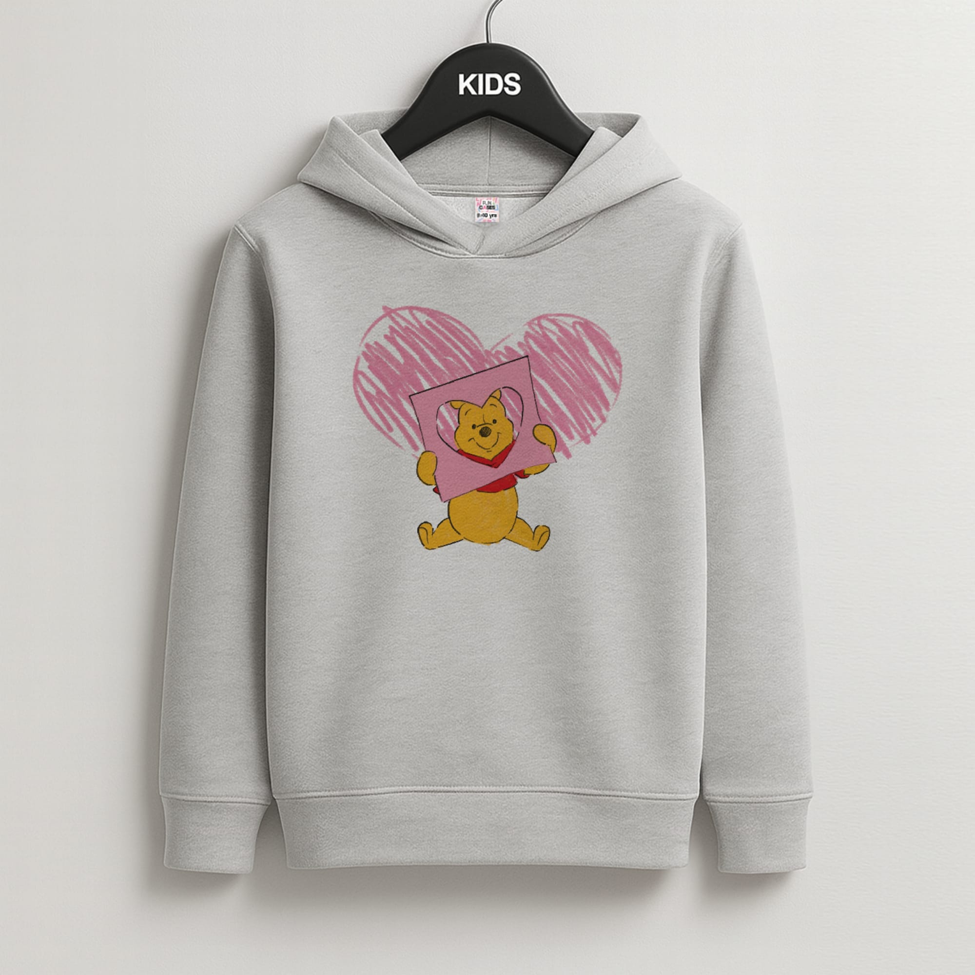 Pooh Heart Drawing Valentine's Kids Hoodie