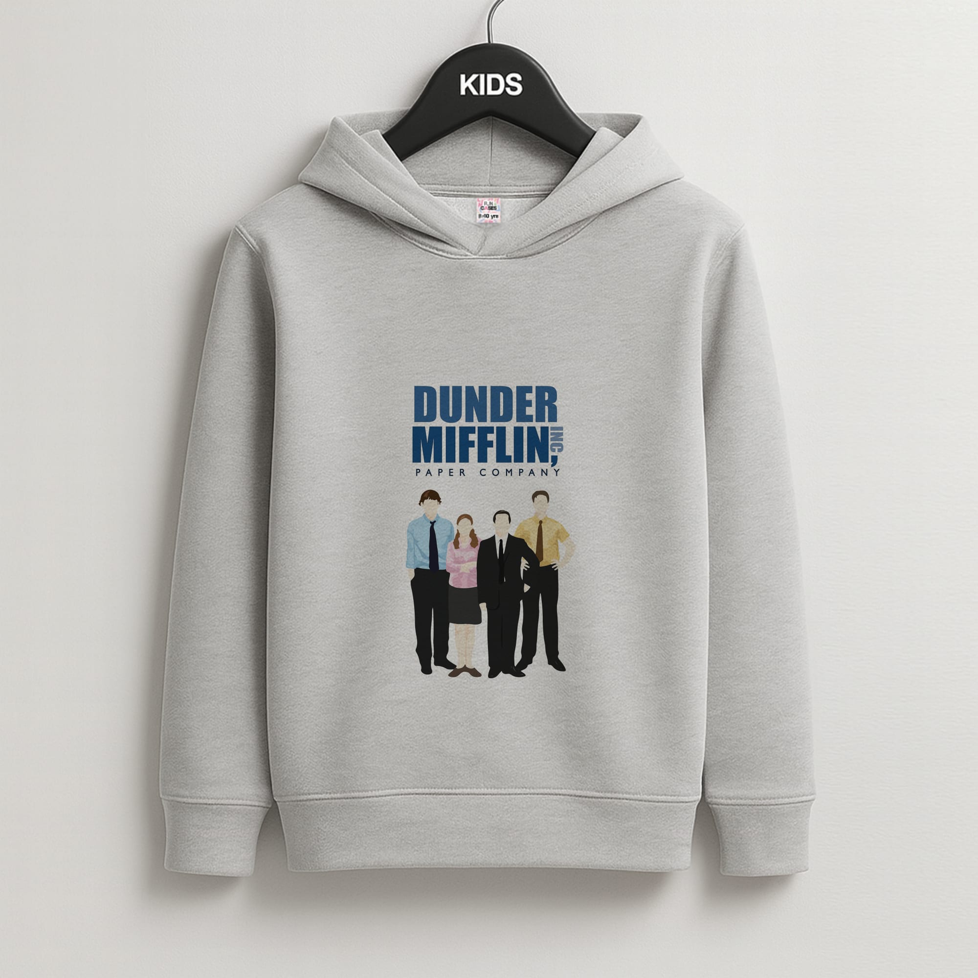 Office Cartoon - Dunder Mifflin Kids Grey Hoodie