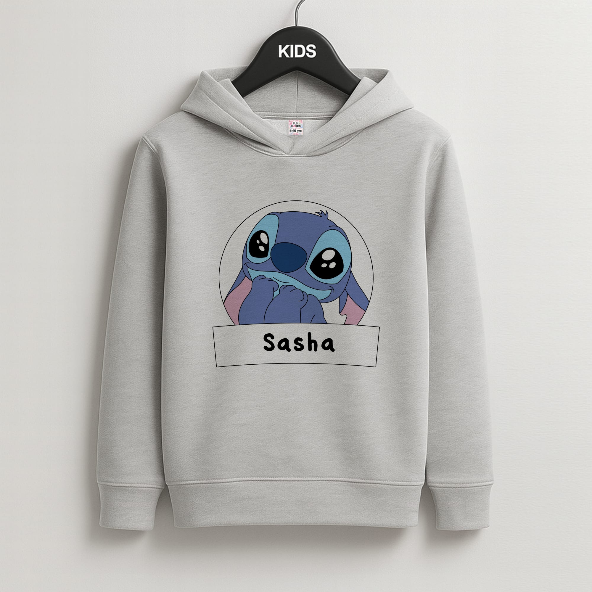 Personalised Cute Blue Alien Kids Grey Hoodie