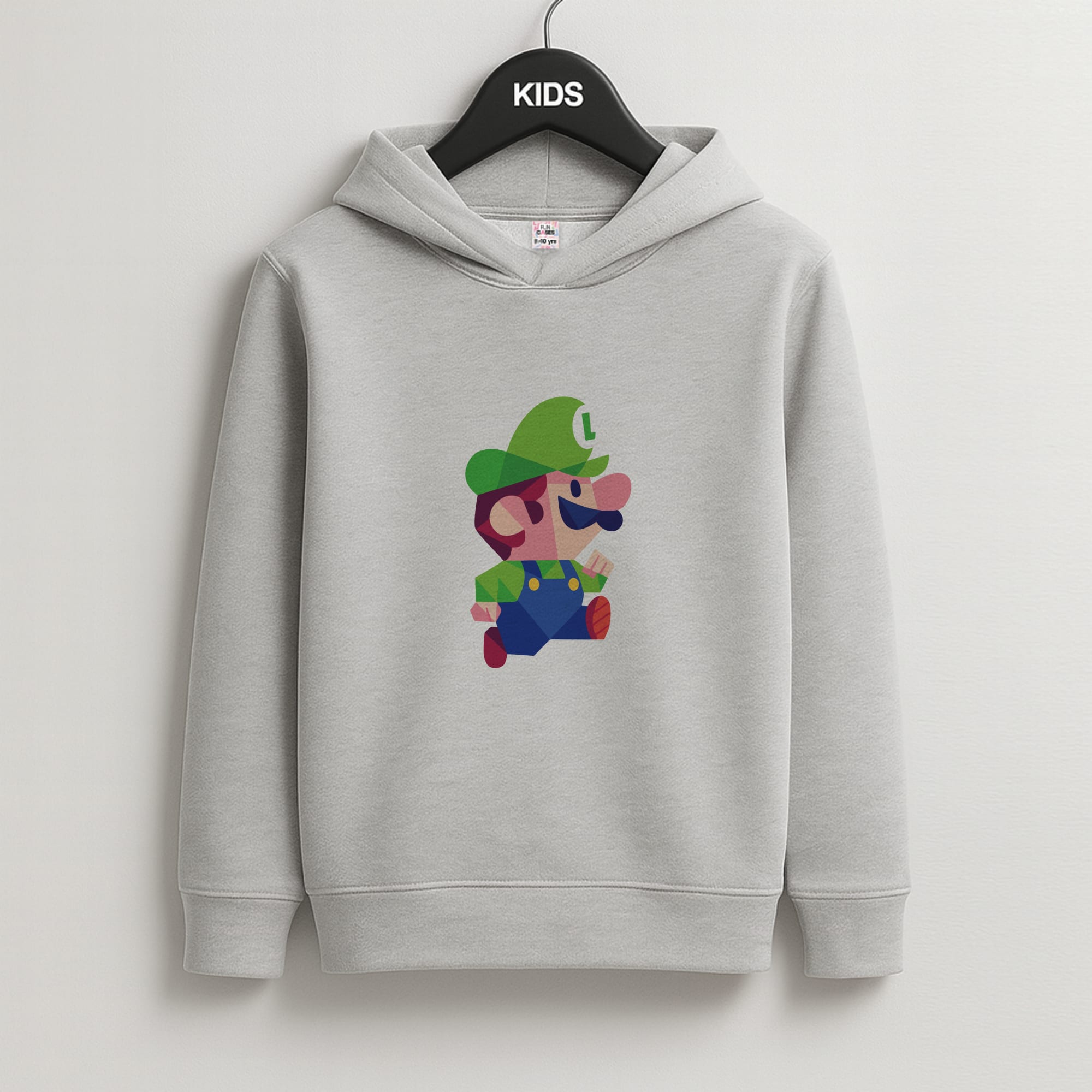 Running Luigi - Mario Kids Grey Hoodie