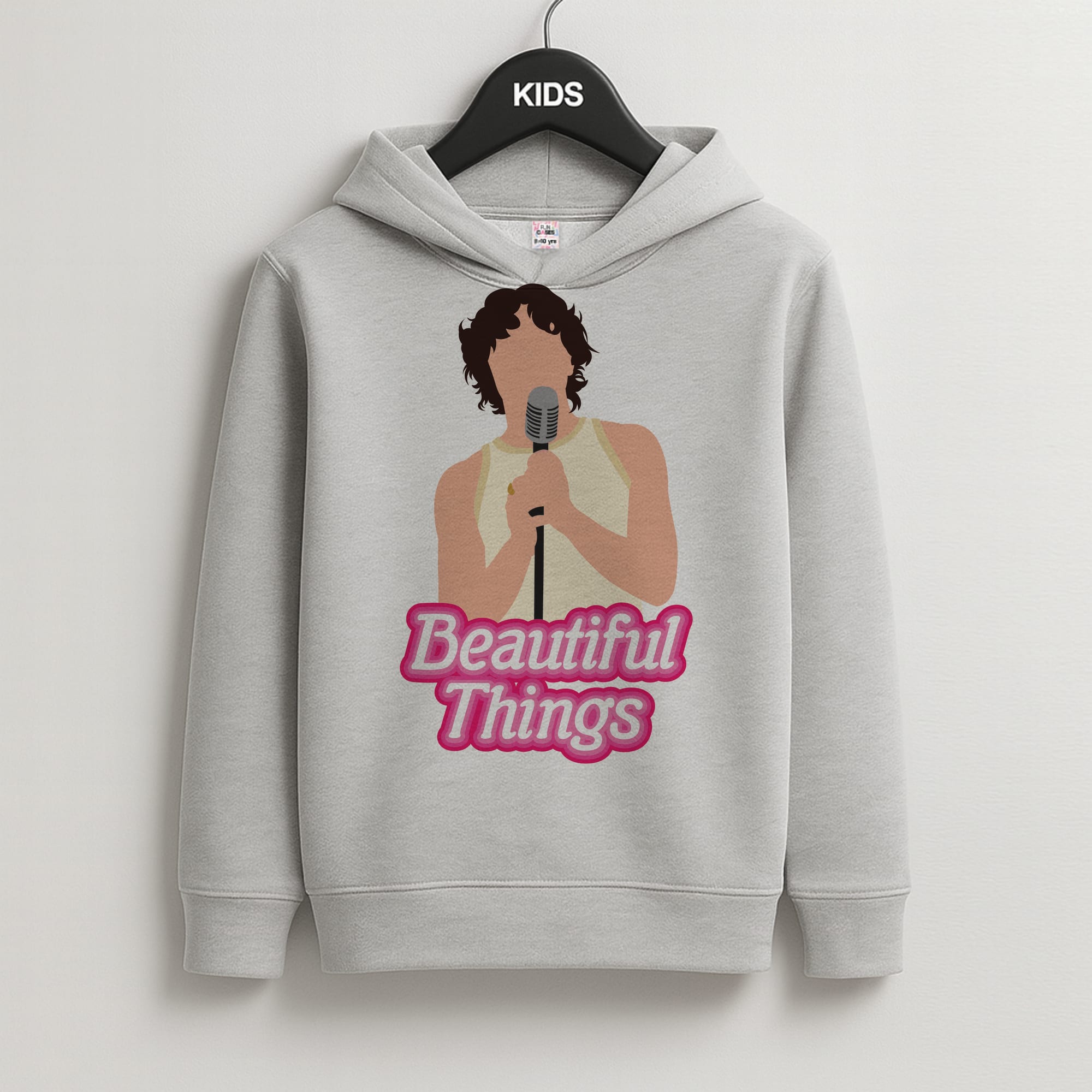 Neon Pink Beautiful Things Kids Grey Hoodie