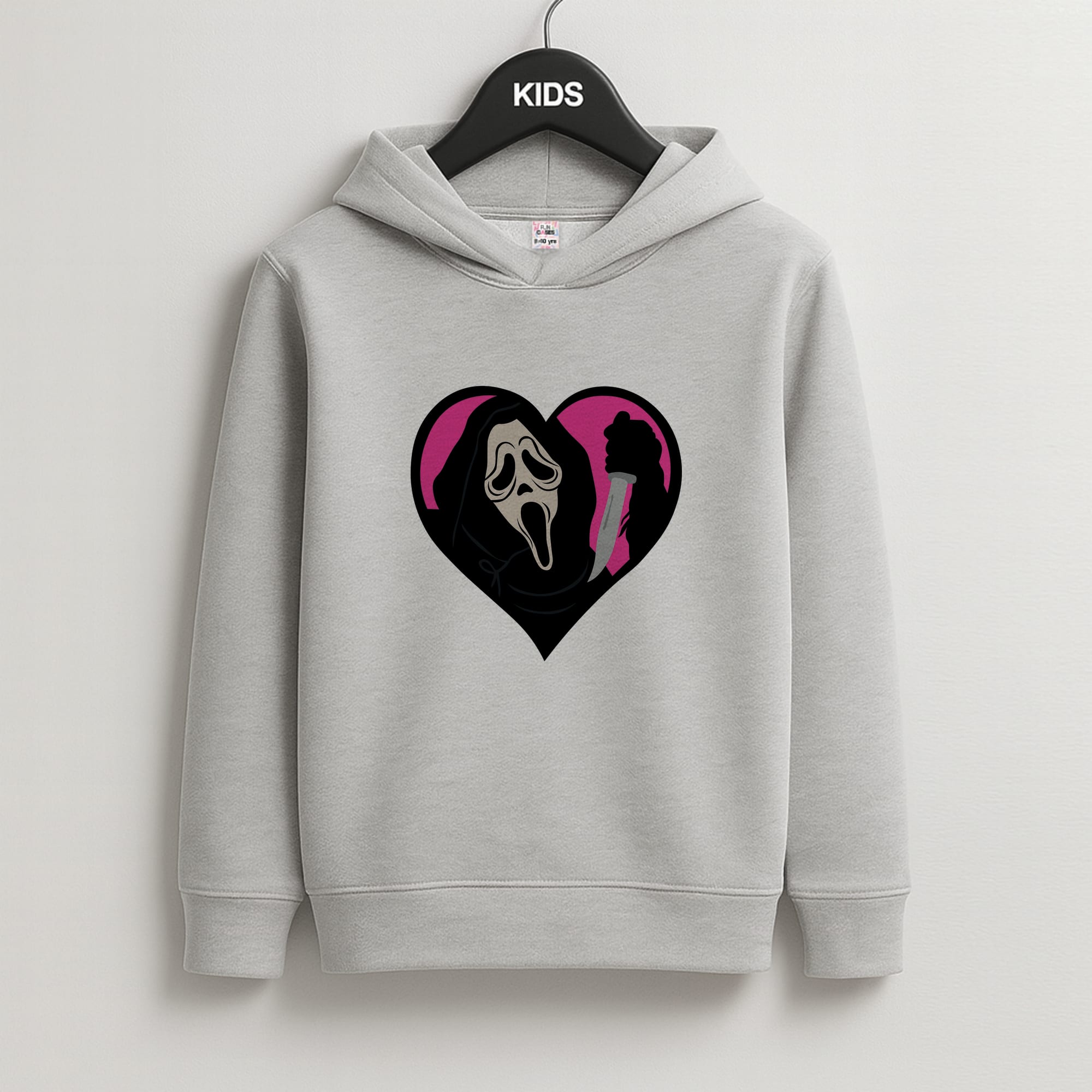 Heart face - Halloween Kids Grey Hoodie