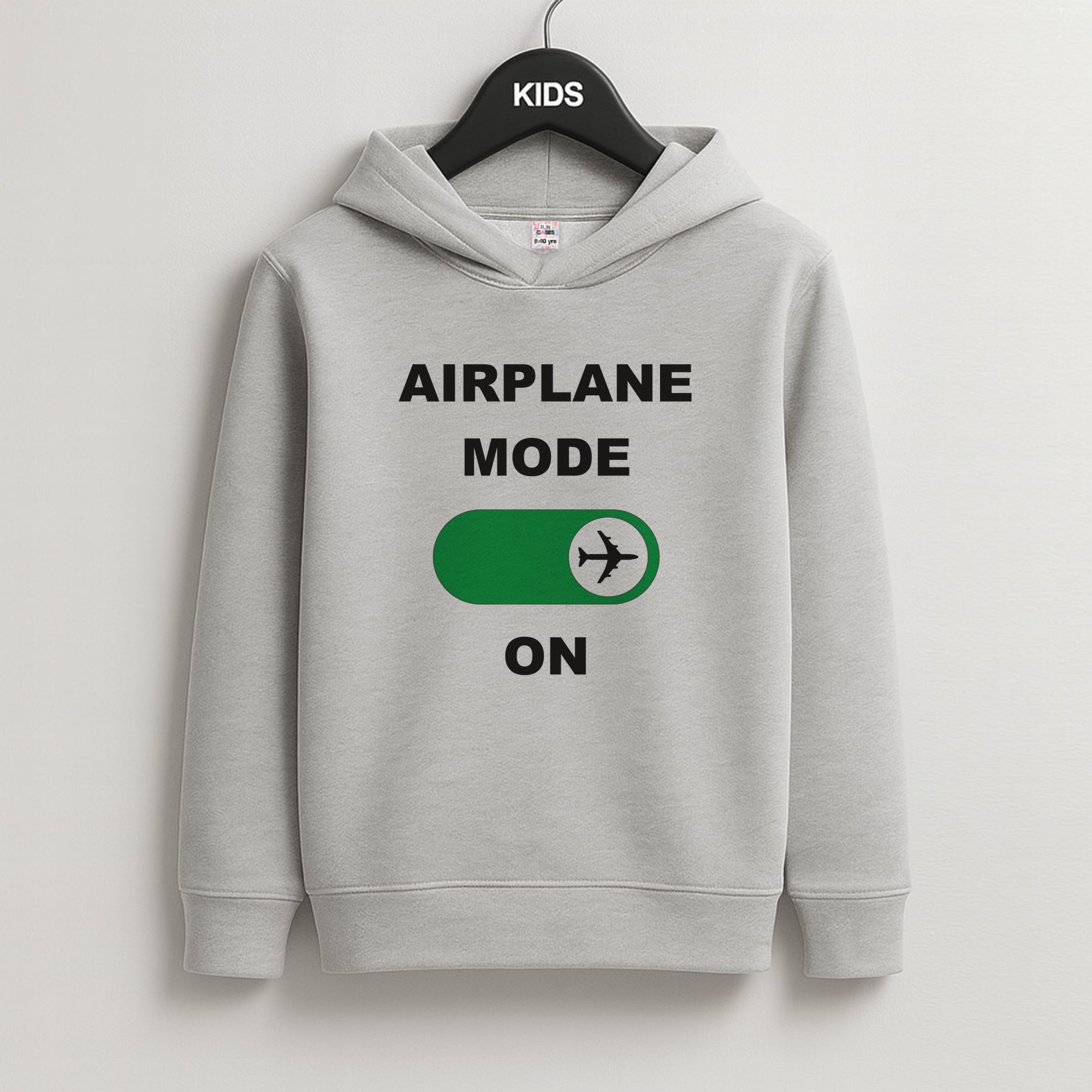 Airplane Mode On - Travel Kids Grey Hoodie