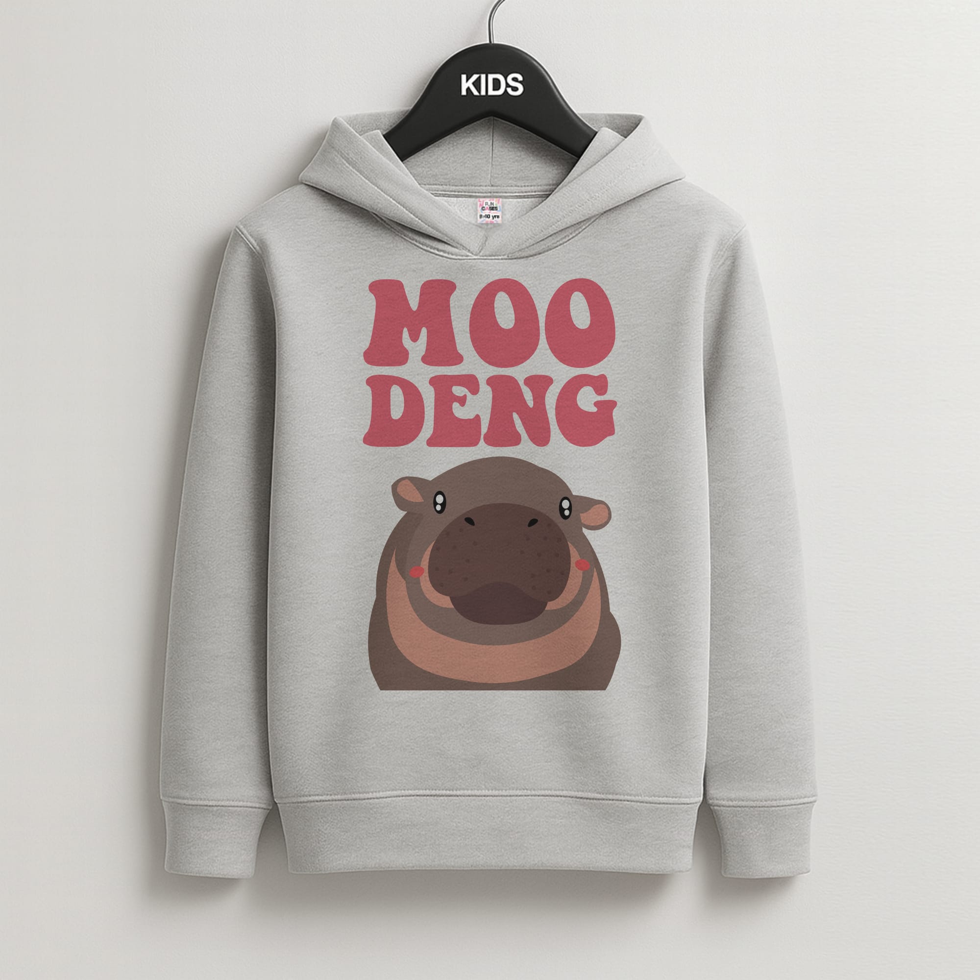 Moo Pink Kids Grey Hoodie