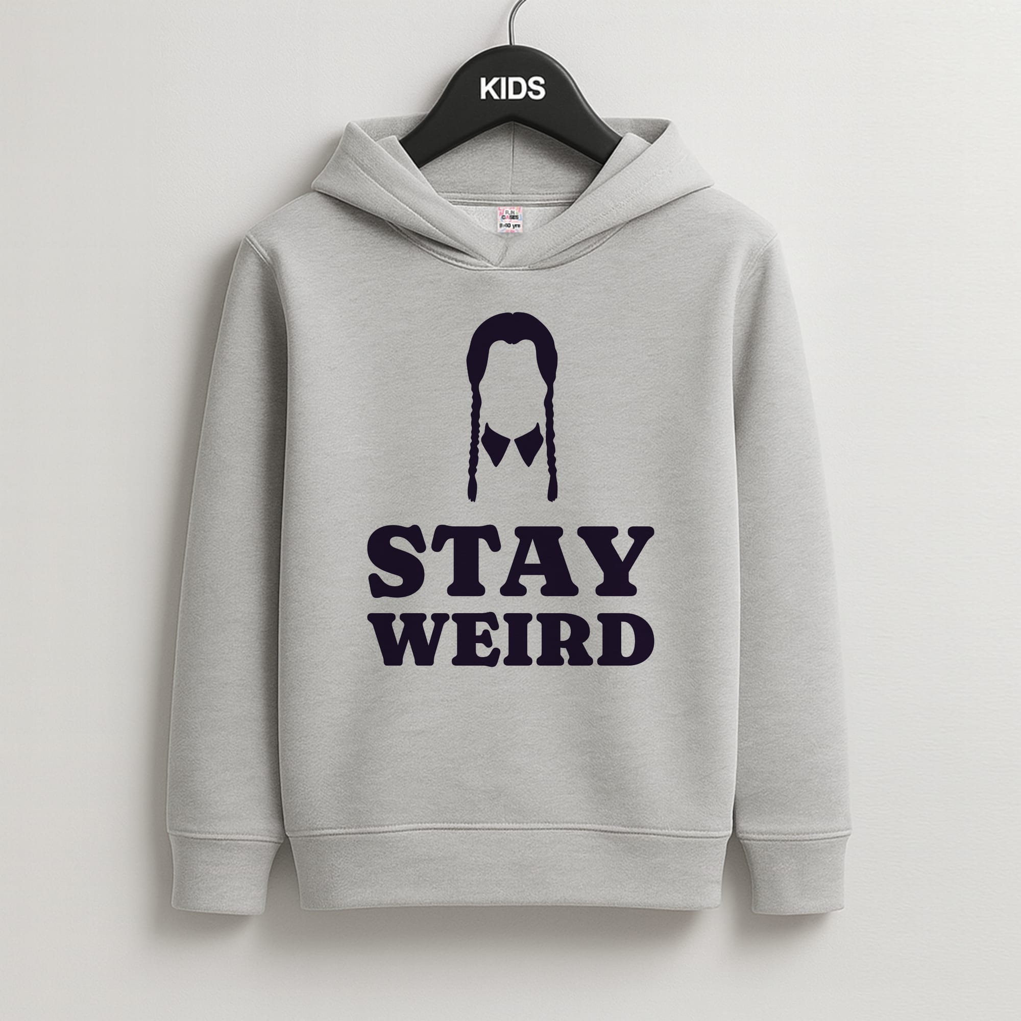 Stay Weird Purple Kids Grey Hoodie