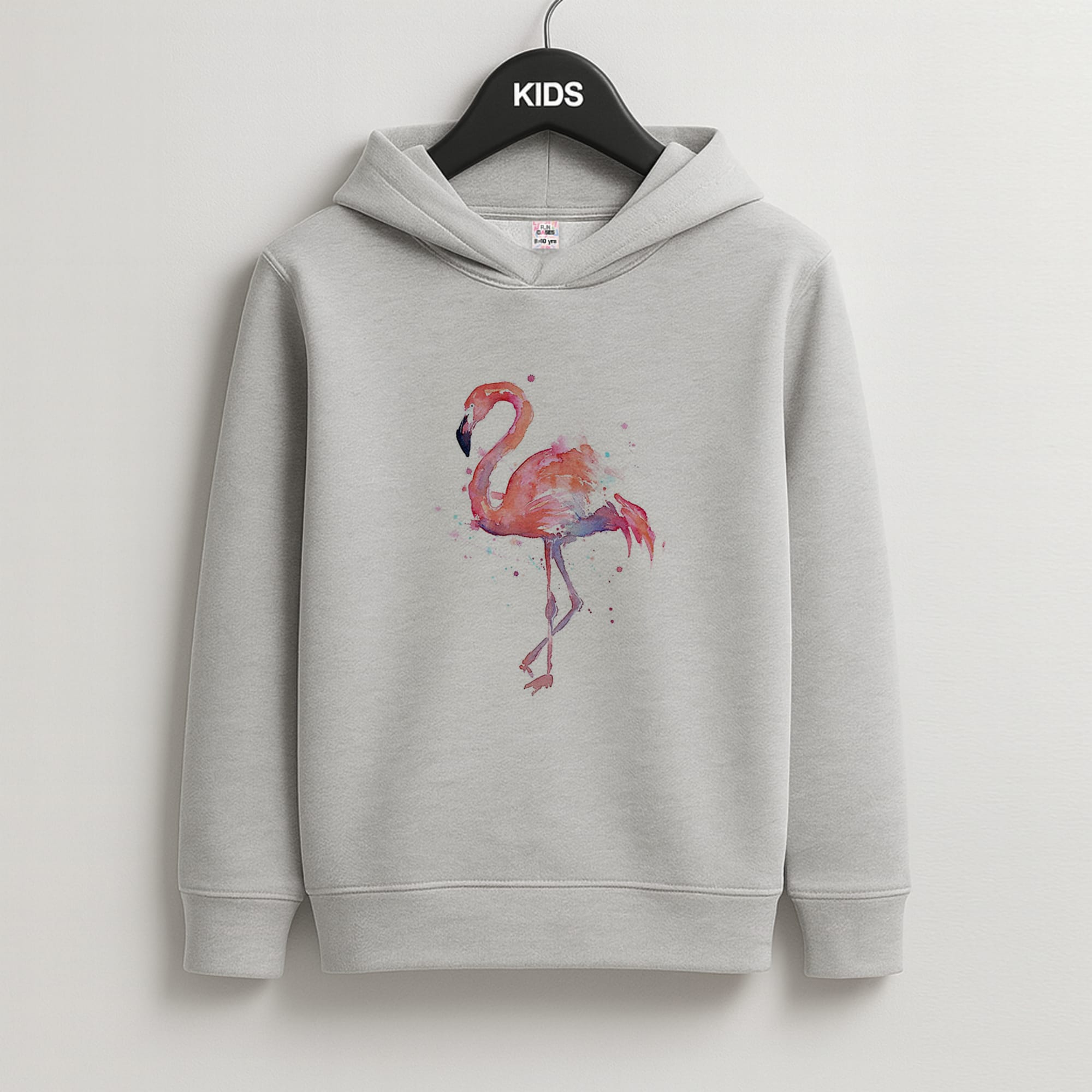 Watercolour Flamingo Painting Kids Grey Hoodie