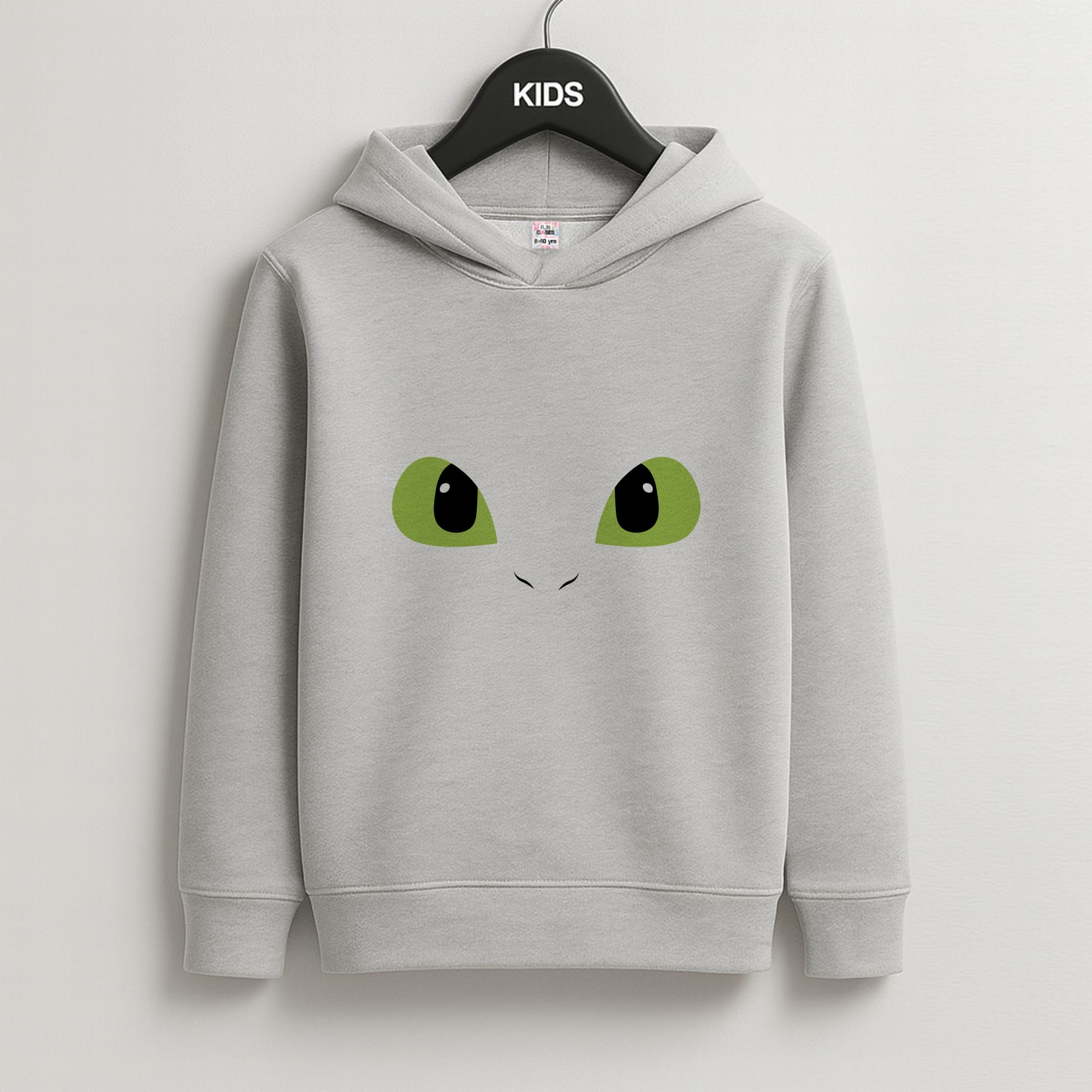 Black Fury Dragon Face Kids Grey Hoodie