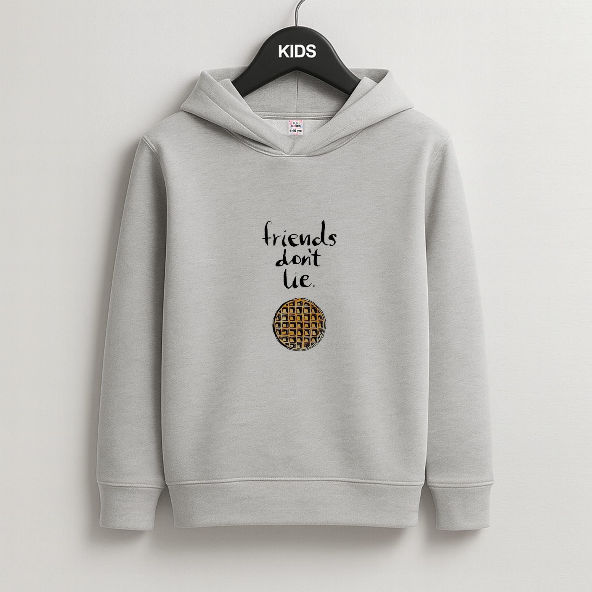Friends Don't Lie Waffle Kids Grey Hoodie