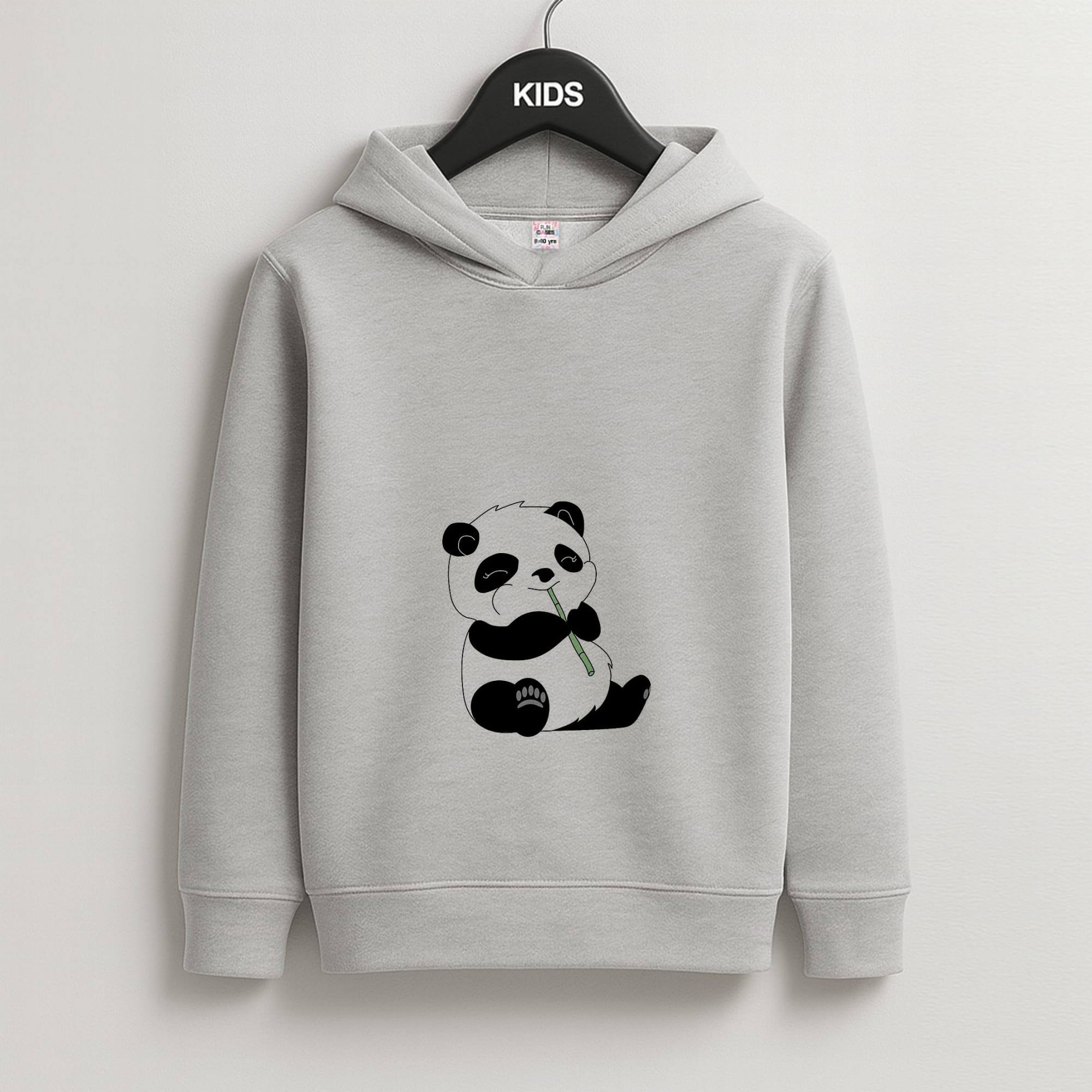Vegan Panda Kids Grey Hoodie