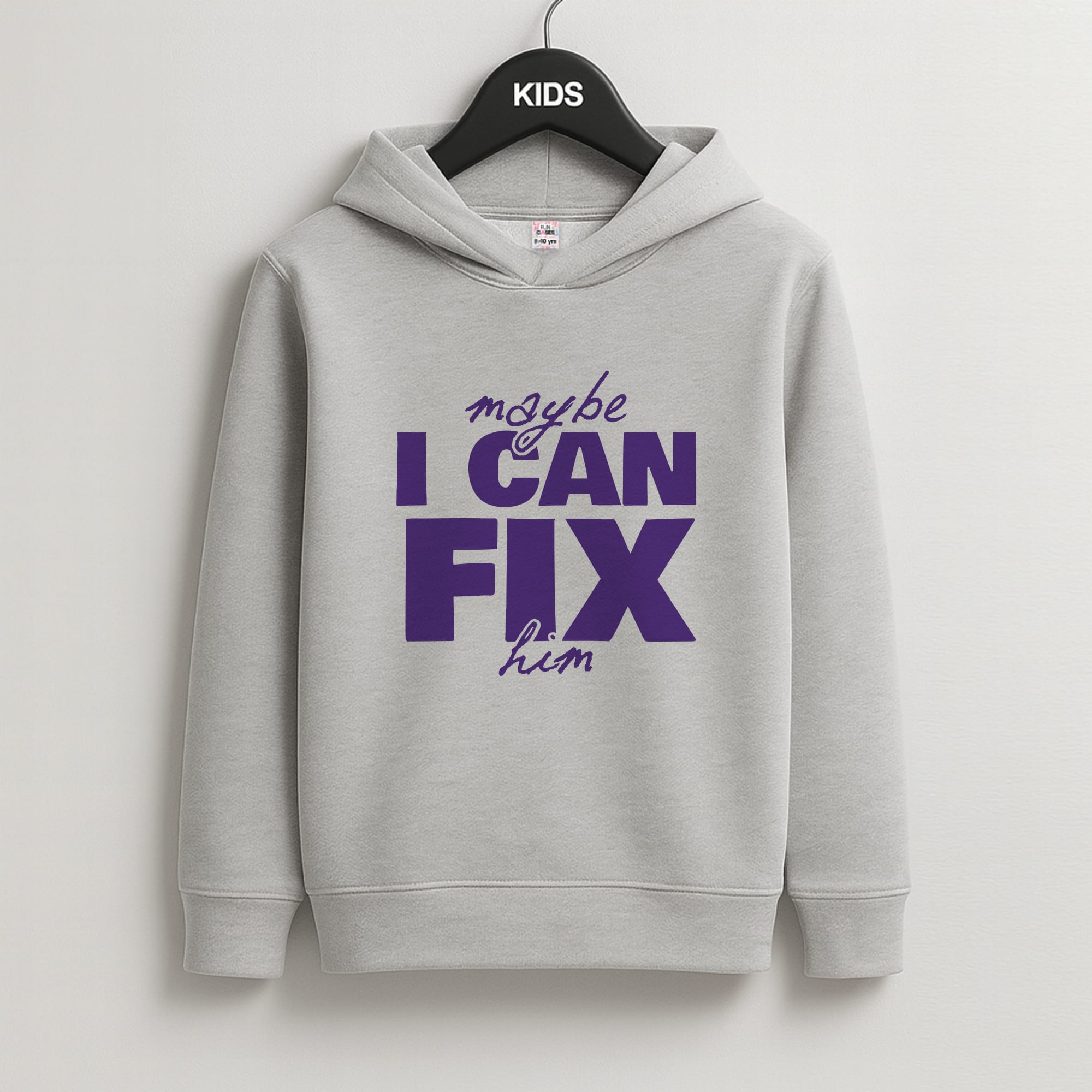 Maybe I Can Fix Him Purple Kids Grey Hoodie