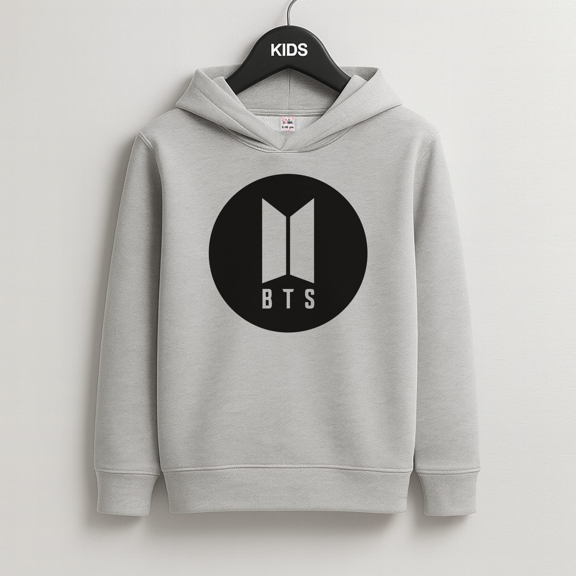 BTS logo Black - K Pop Kids Hoodie