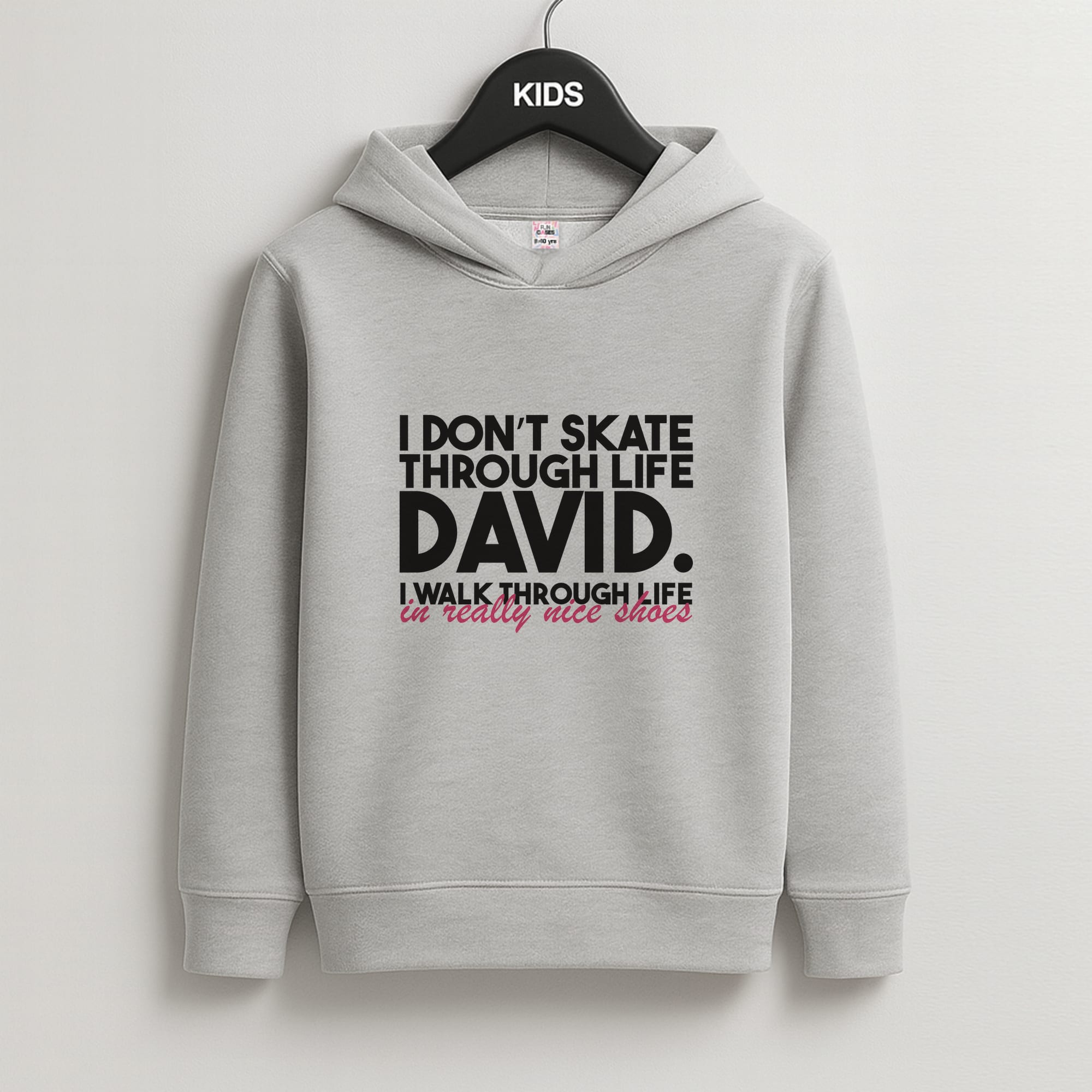 I Don't Skate Through Life David Kids Grey Hoodie