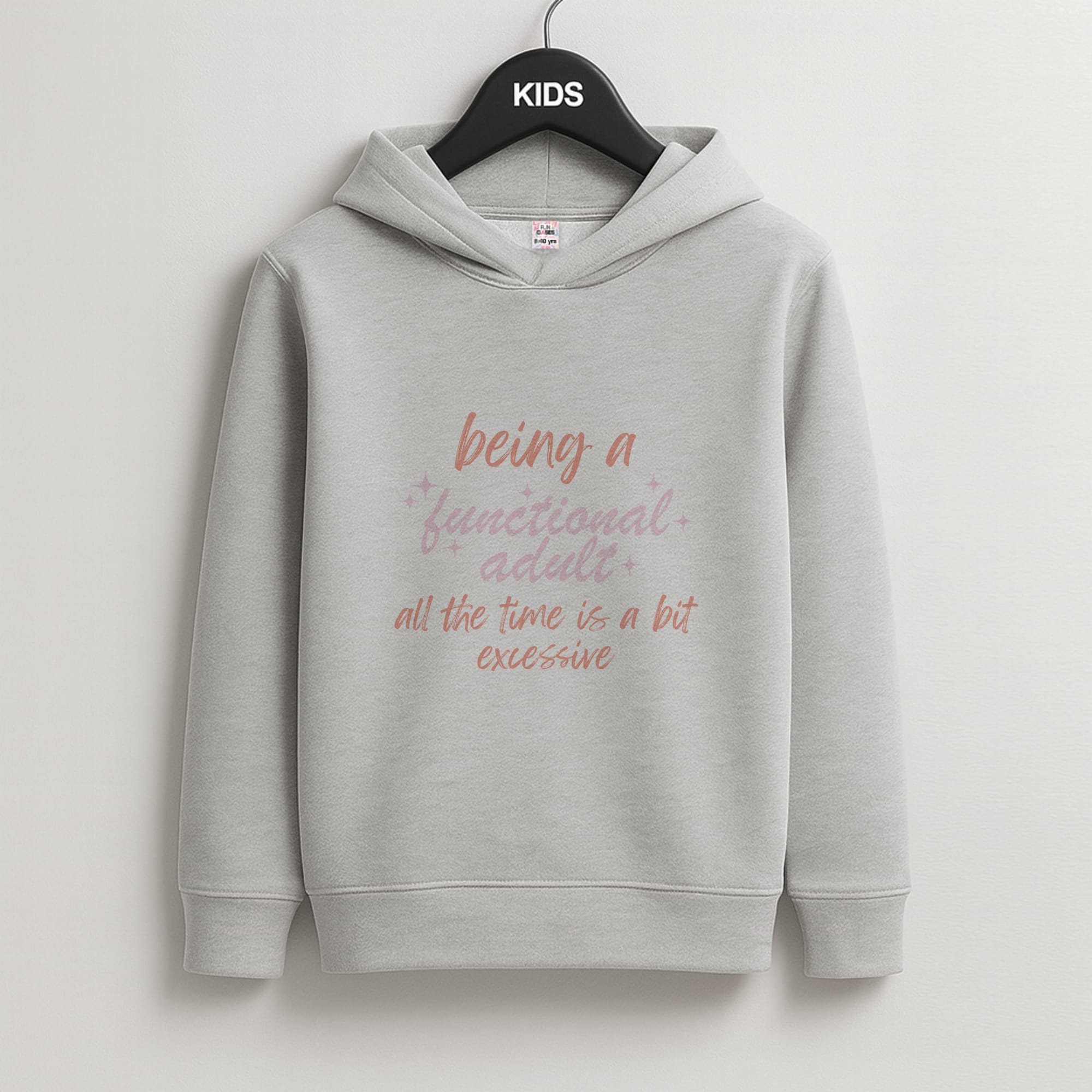 Being A Functional Adult - Aesthetic Quote Kids Grey Hoodie