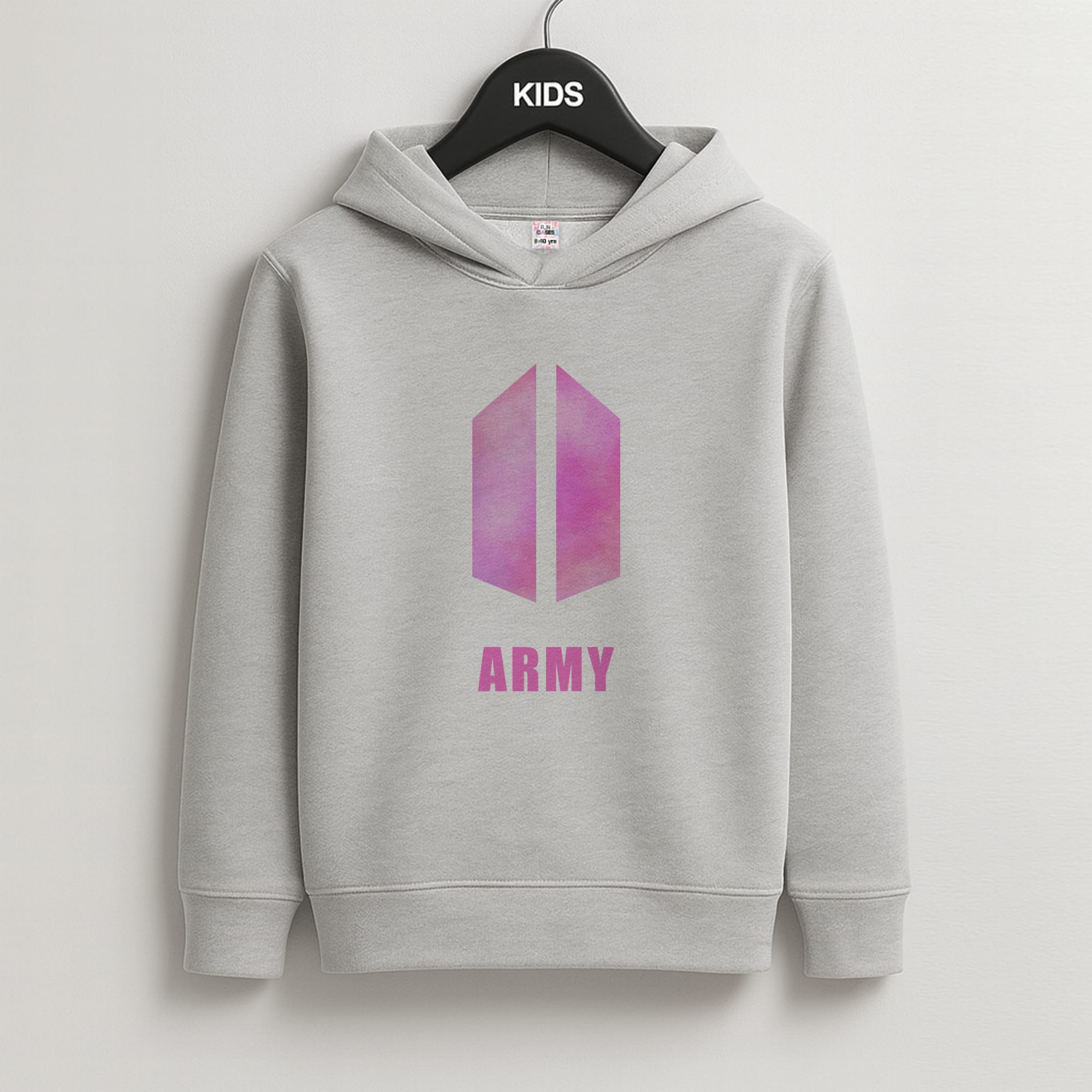 BTS Army Pink - K Pop Kids Grey Hoodie