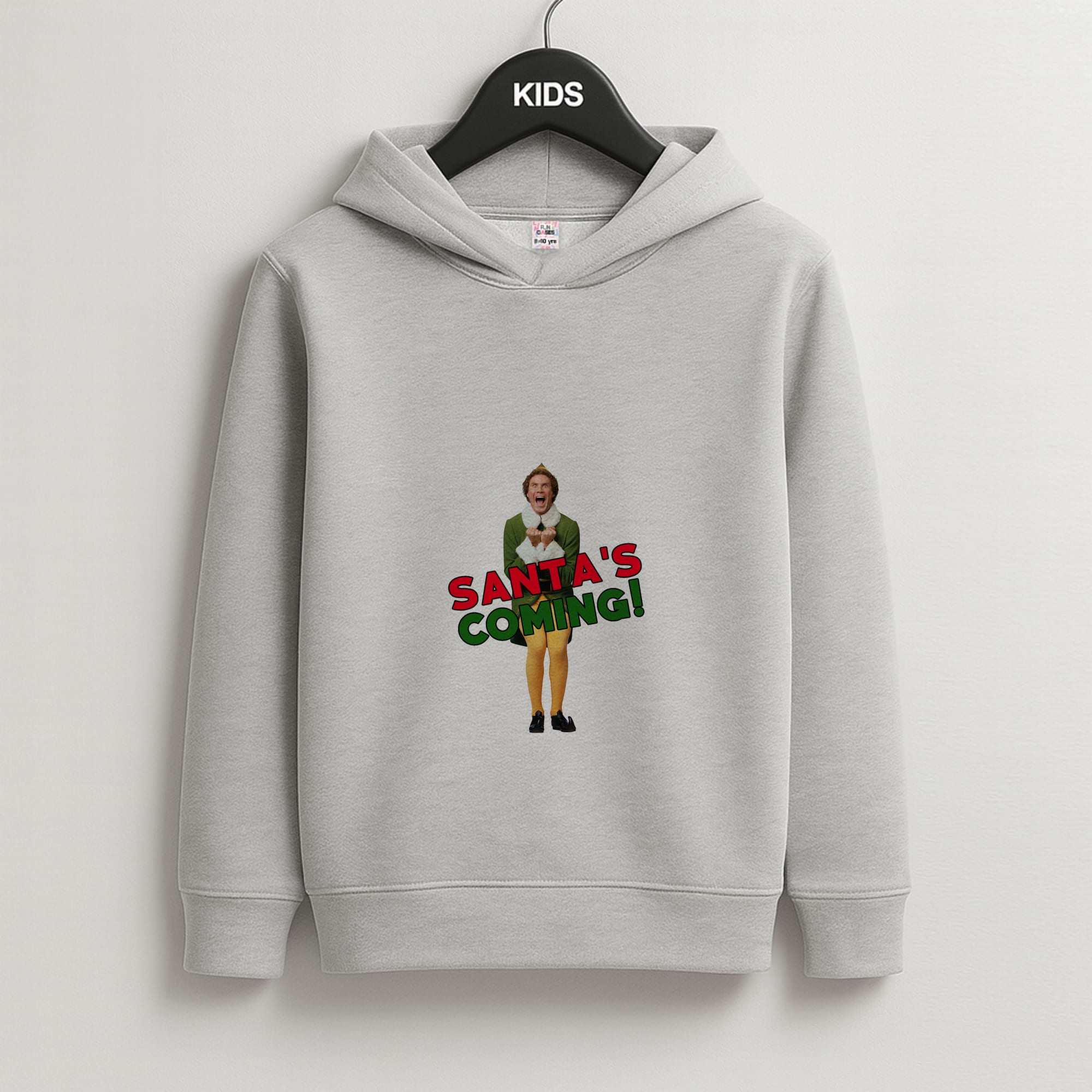 Buddy The Elf - Santa's Coming! Kids Grey Hoodie