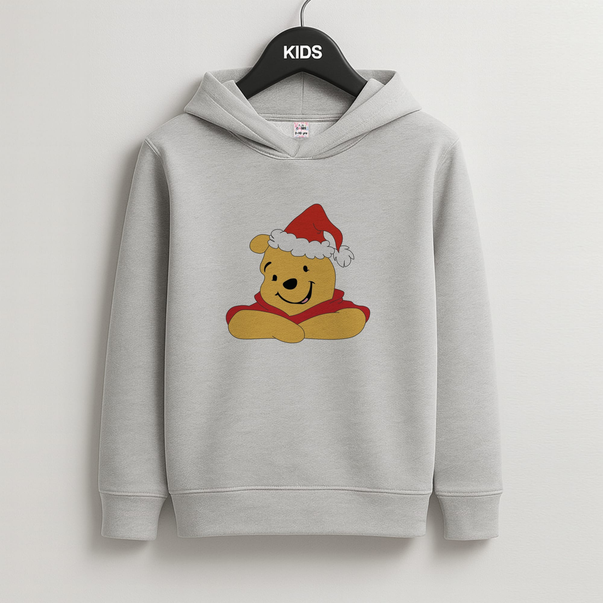 Winnie Pattern Christmas Kids Grey Hoodie