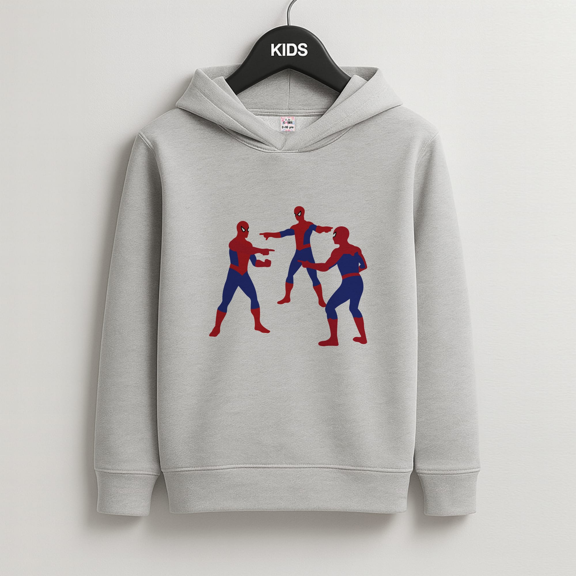 Spider Hero Pointing Meme Kids Grey Hoodie