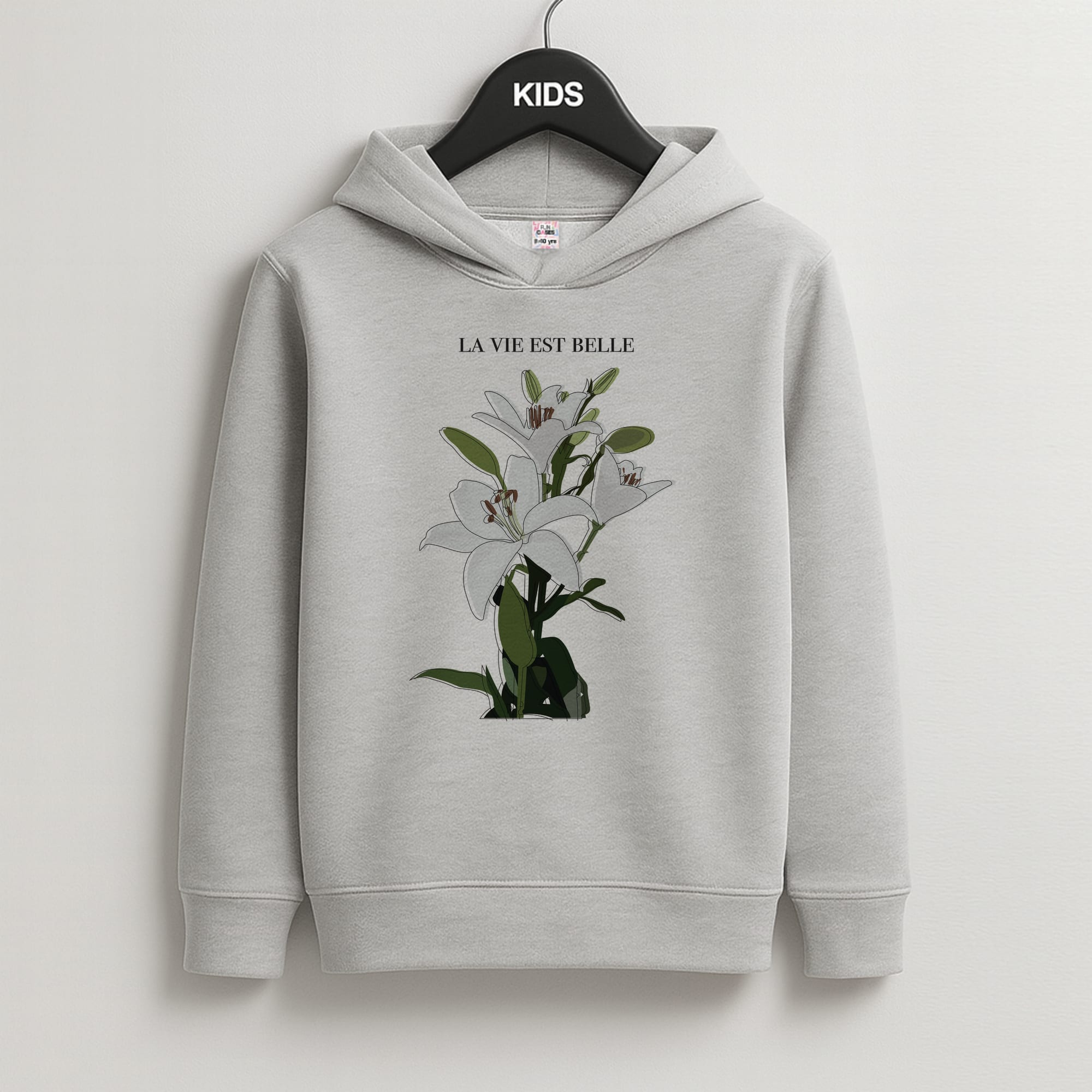 La Vie Est Belle - Clean Girl Aesthetic Kids Grey Hoodie