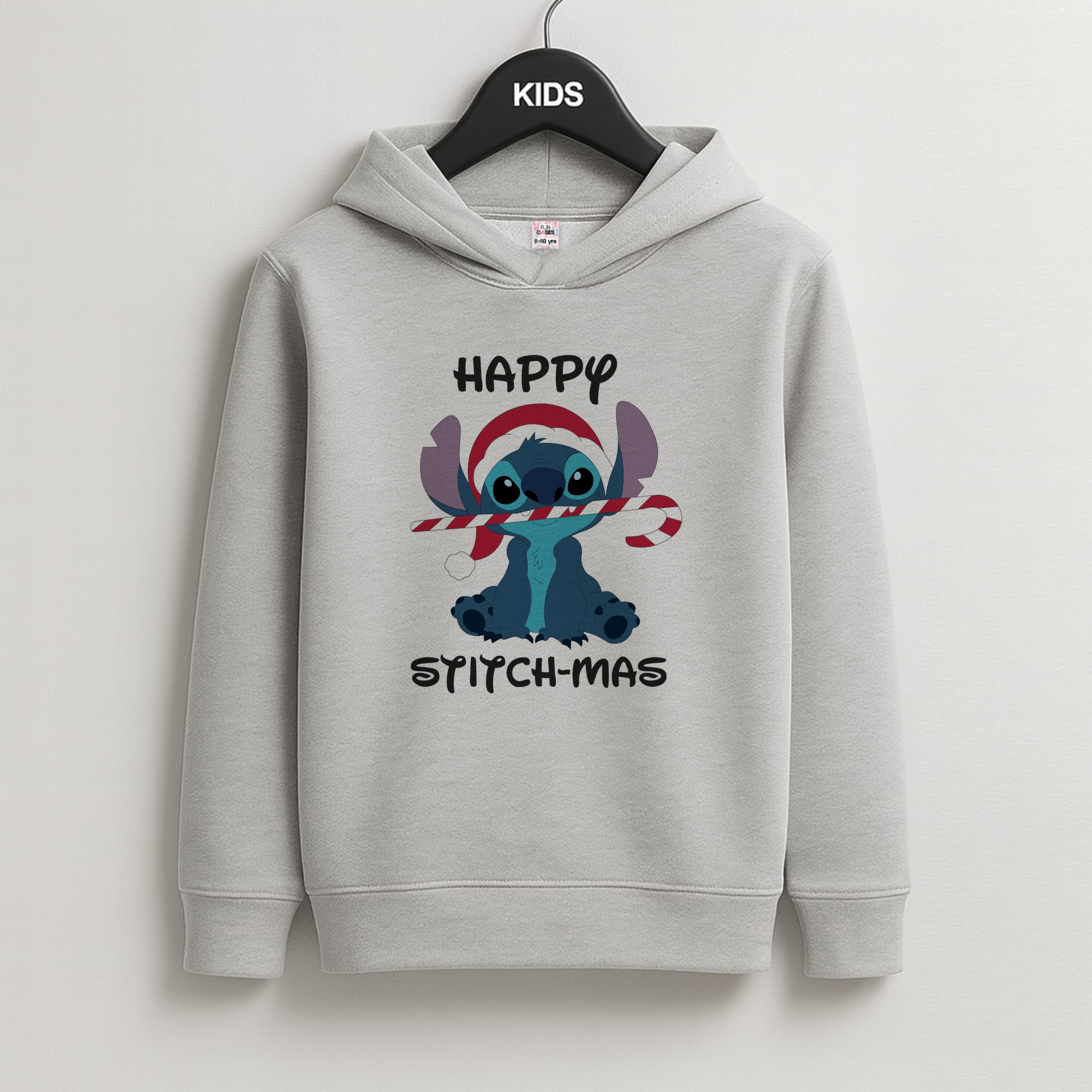 Happy Blue Alienmas - Christmas Kids Grey Hoodie