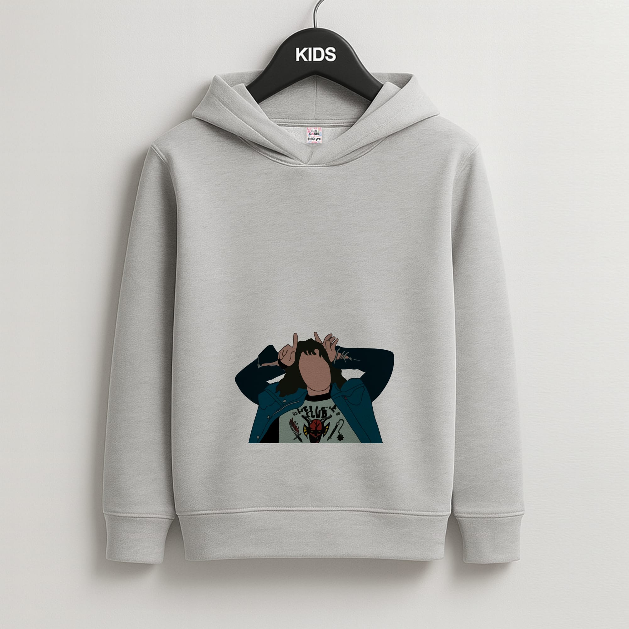 Eddie Munson Kids Grey Hoodie