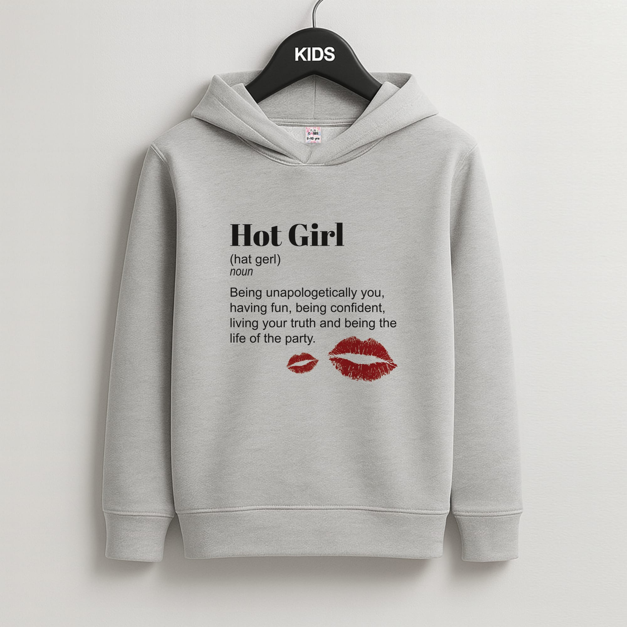 Hot Girl Dictionary Definition Kids Grey Hoodie
