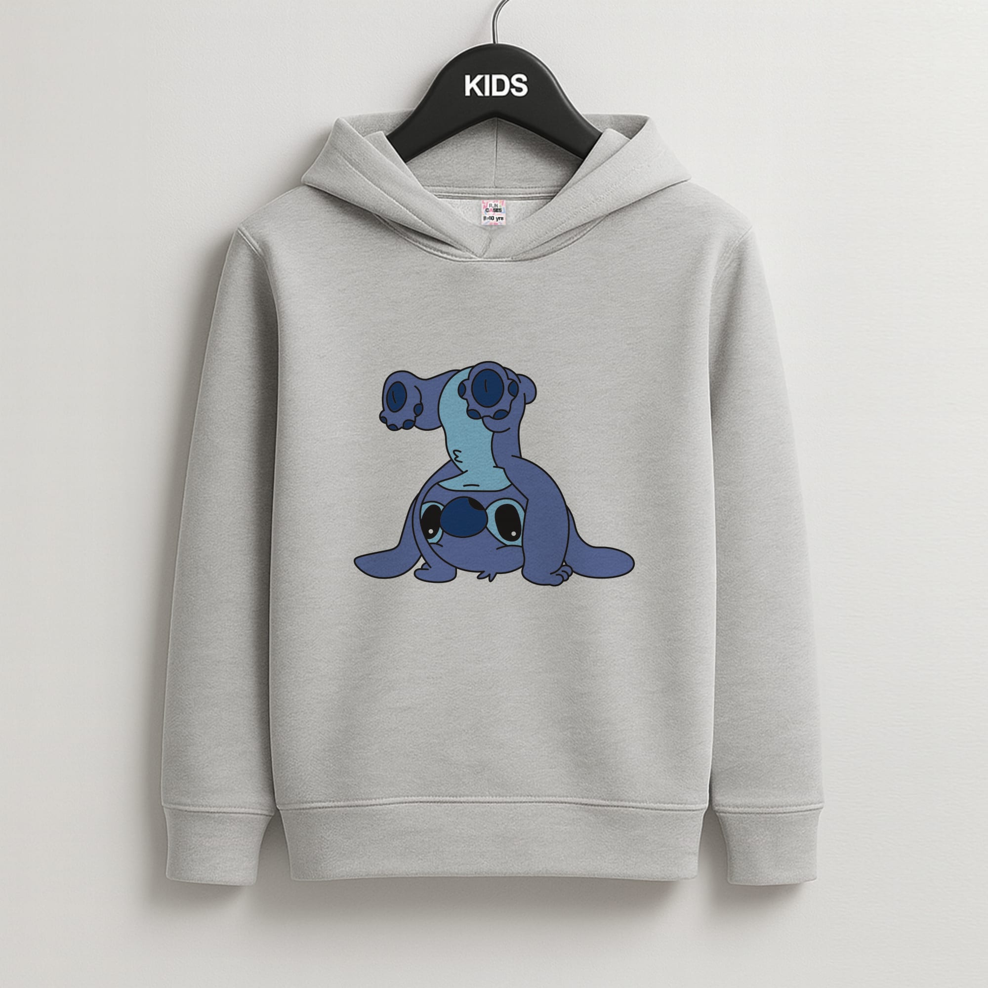 Cute Blue Alien Handstand Kids Grey Hoodie