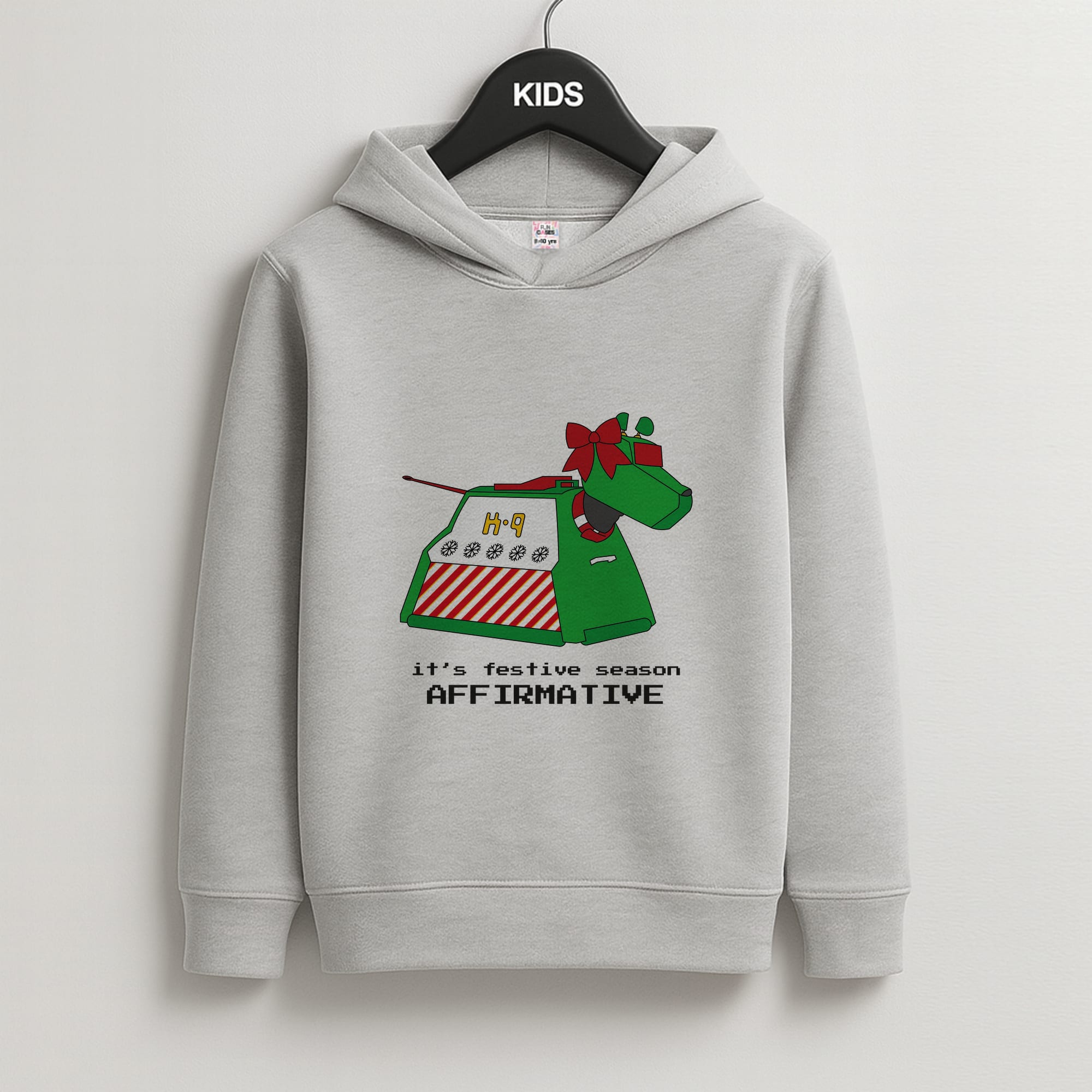 K9 Festive Season - Doctor Who Kids Grey Hoodie