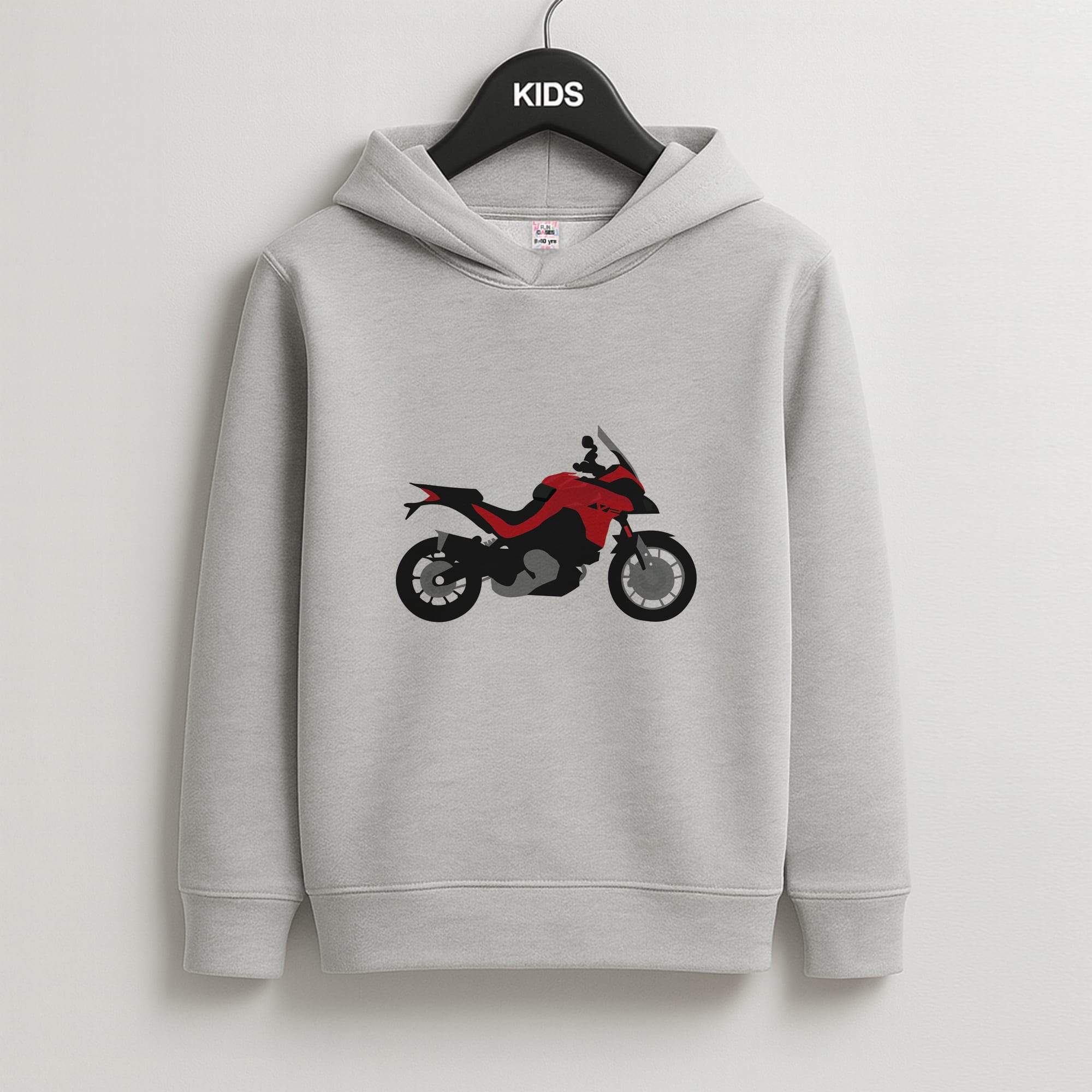 Red Motorbike - Motorbike Kids Grey Hoodie