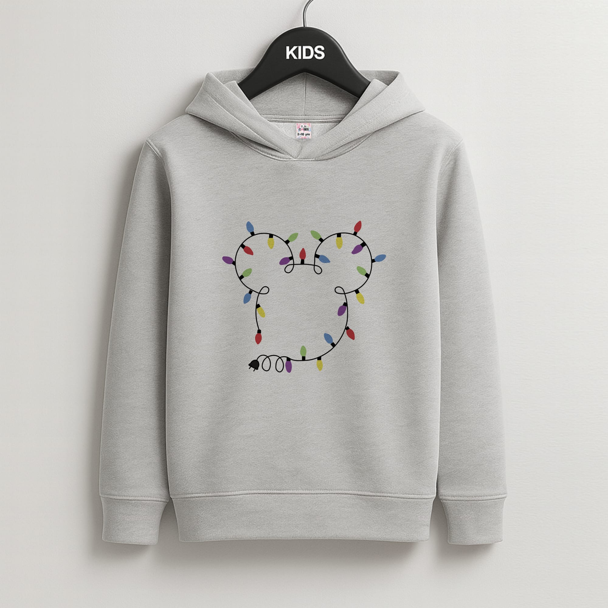 Mouse Christmas Lights Christmas Kids Grey Hoodie