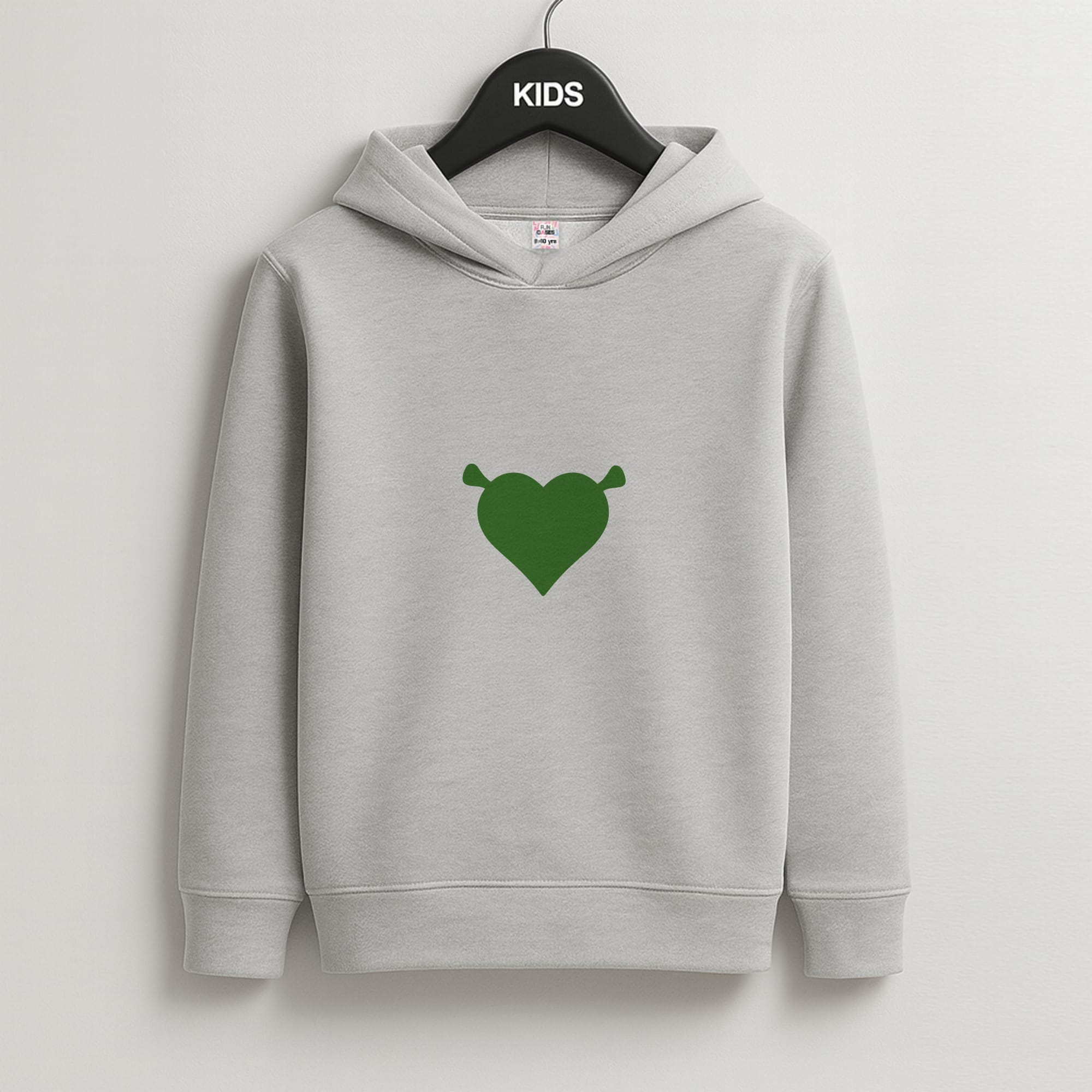 Green Ogre Heart Kids Grey Hoodie