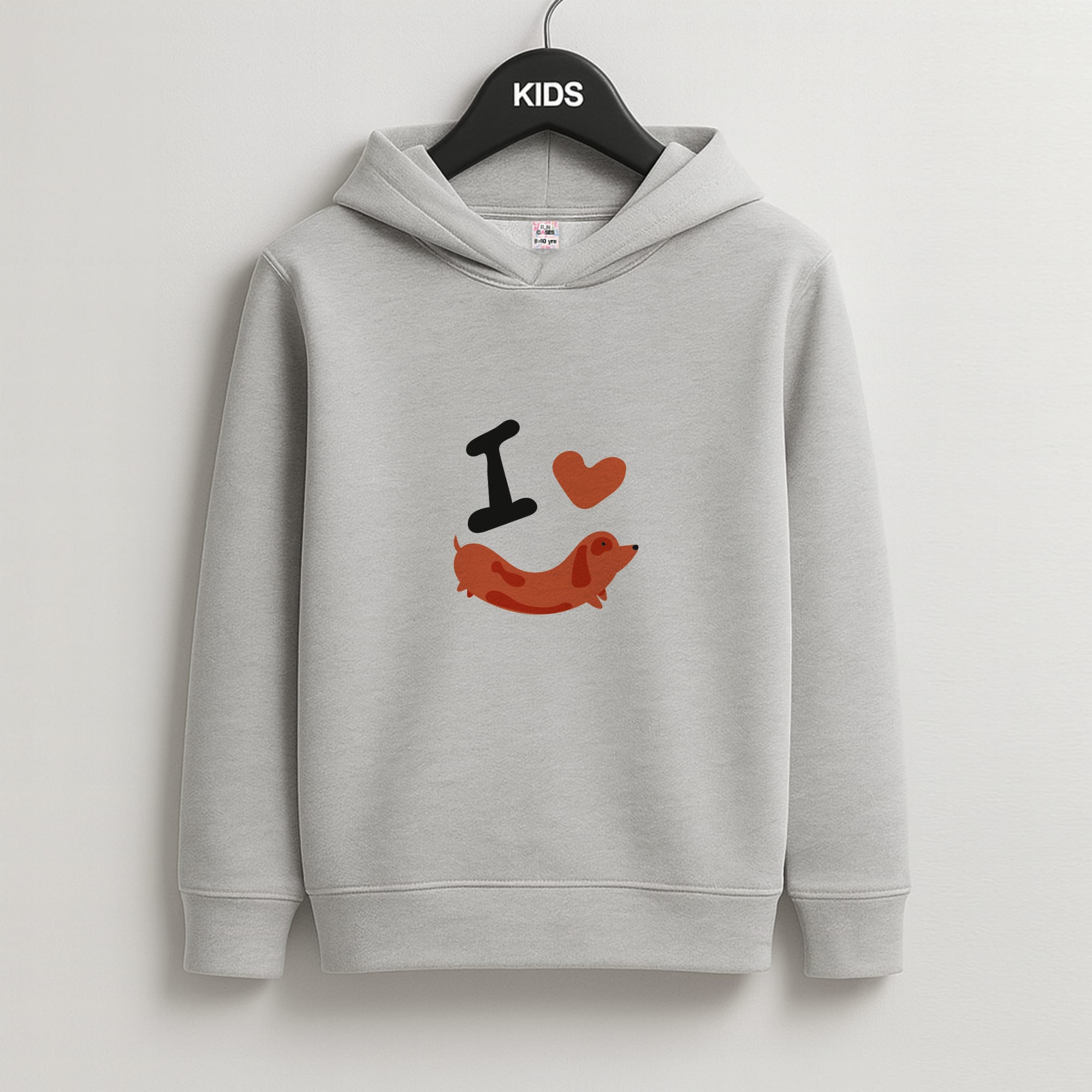 I love Dachshunds Kids Grey Hoodie
