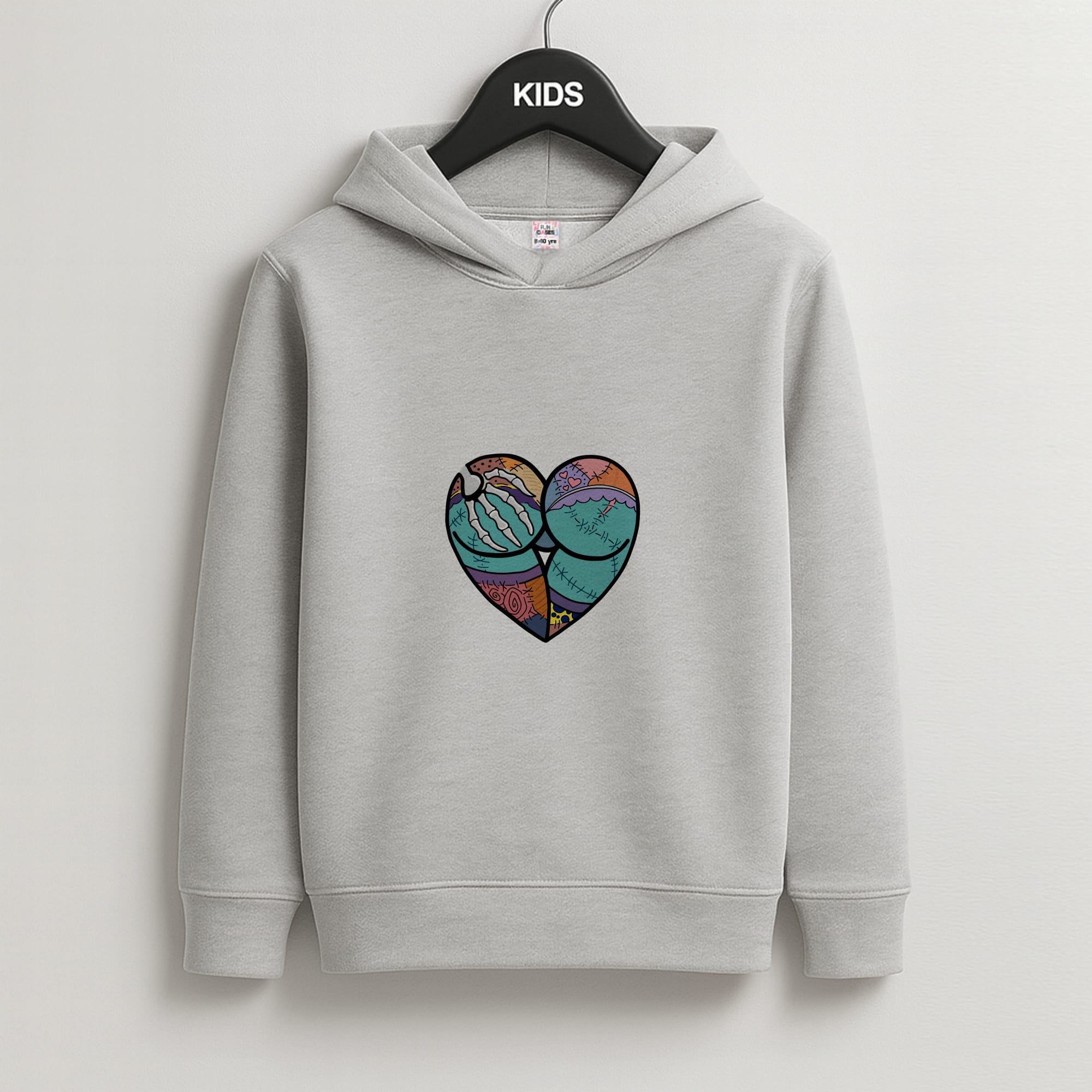 Sally And Jack Heart - TNBC Kids Grey Hoodie