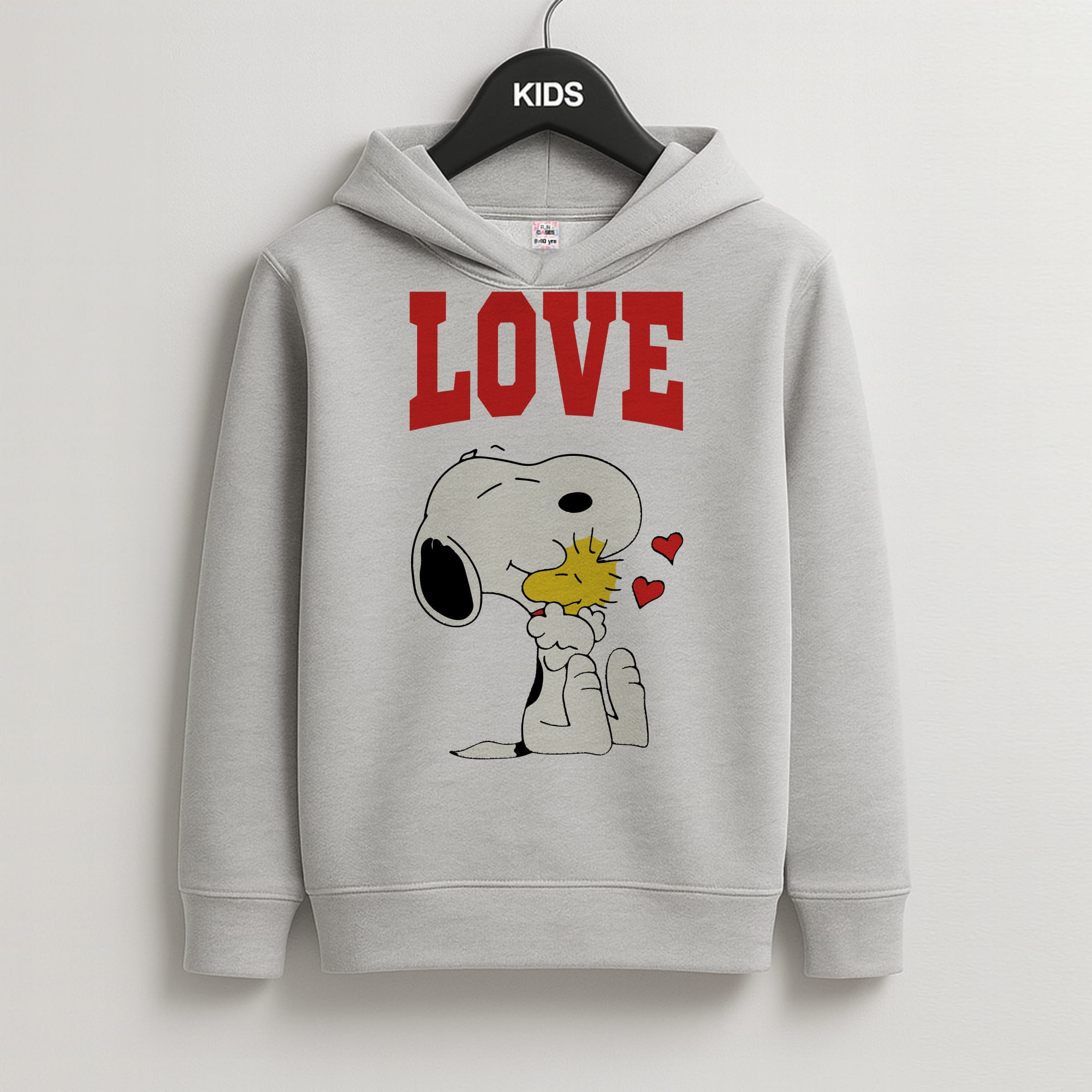 Love Cartoon Beagle  Kids Grey Hoodie