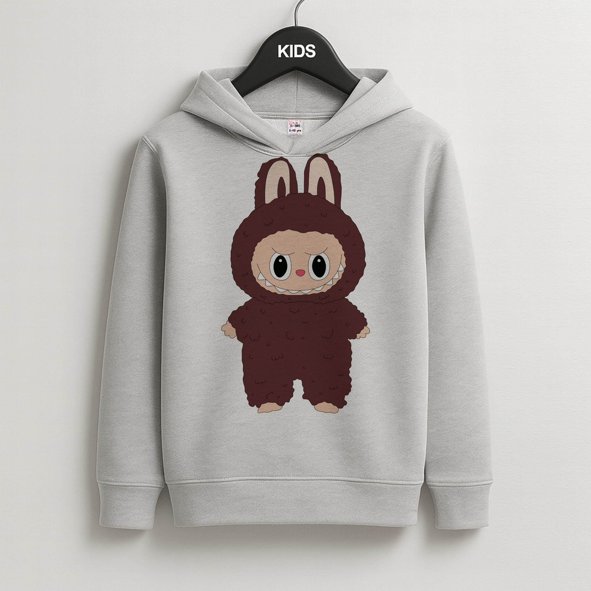 Cute Brown Monster Kids Grey Hoodie