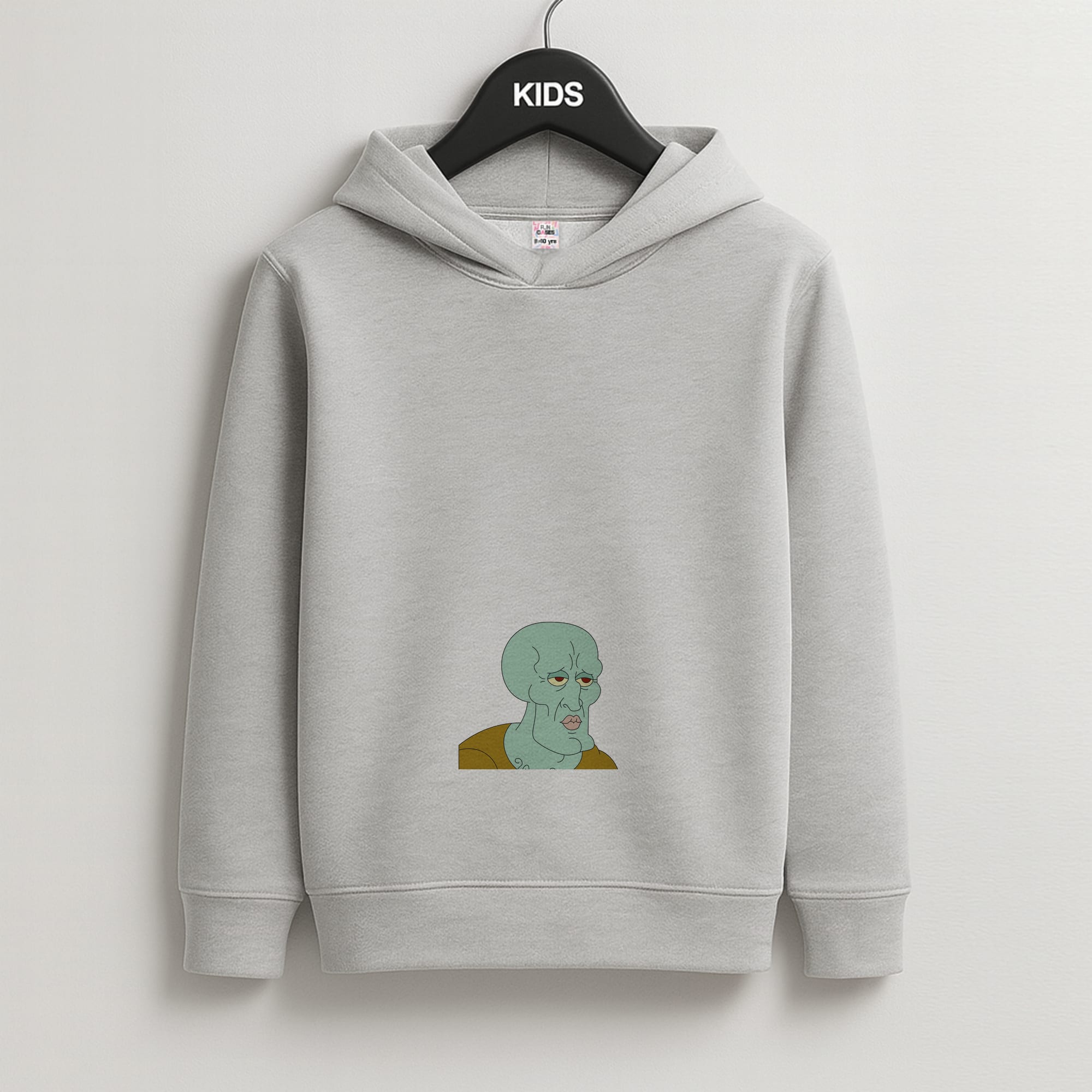 Muscly Squidward Kids Grey Hoodie