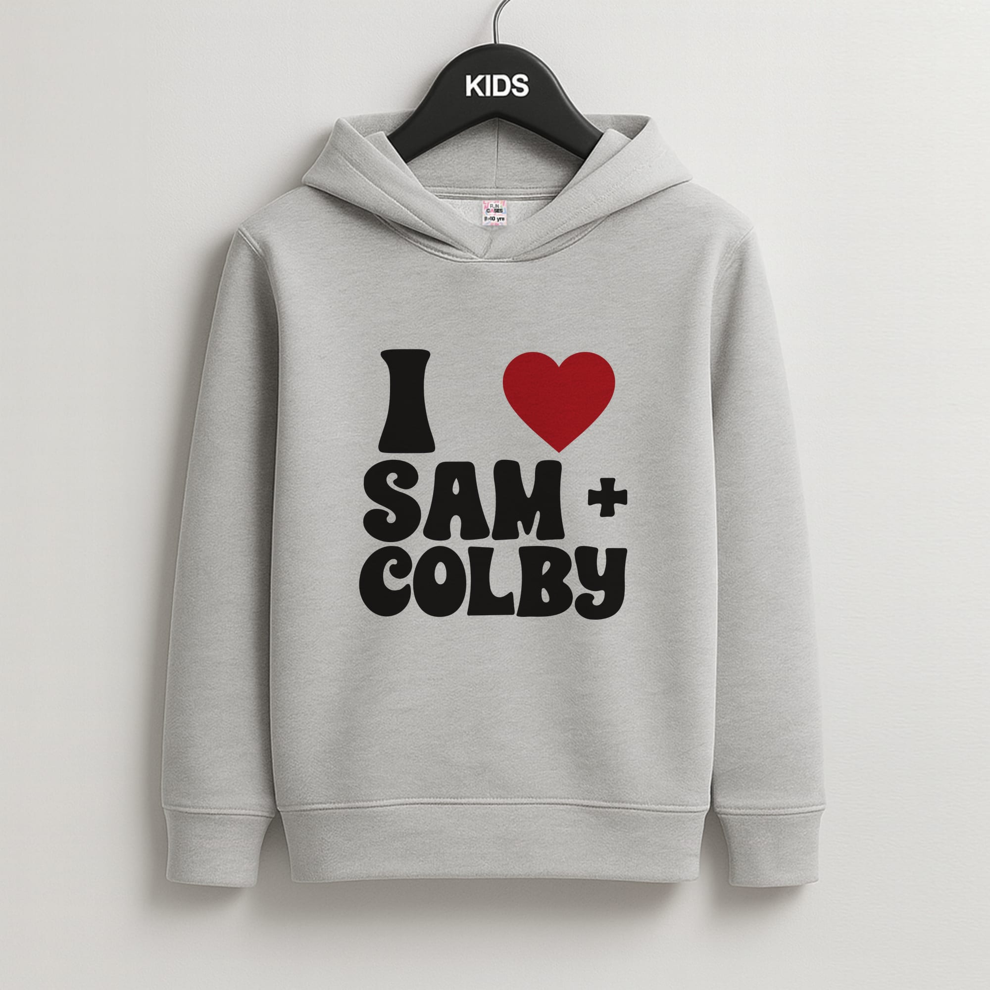 I Love S & C Kids Grey Hoodie