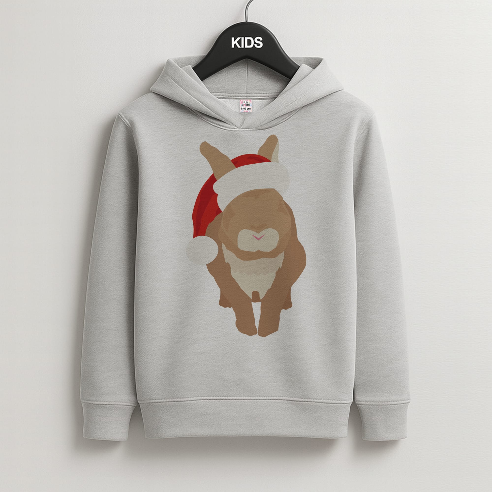 Rabbit Christmas Ears Kids Grey Hoodie