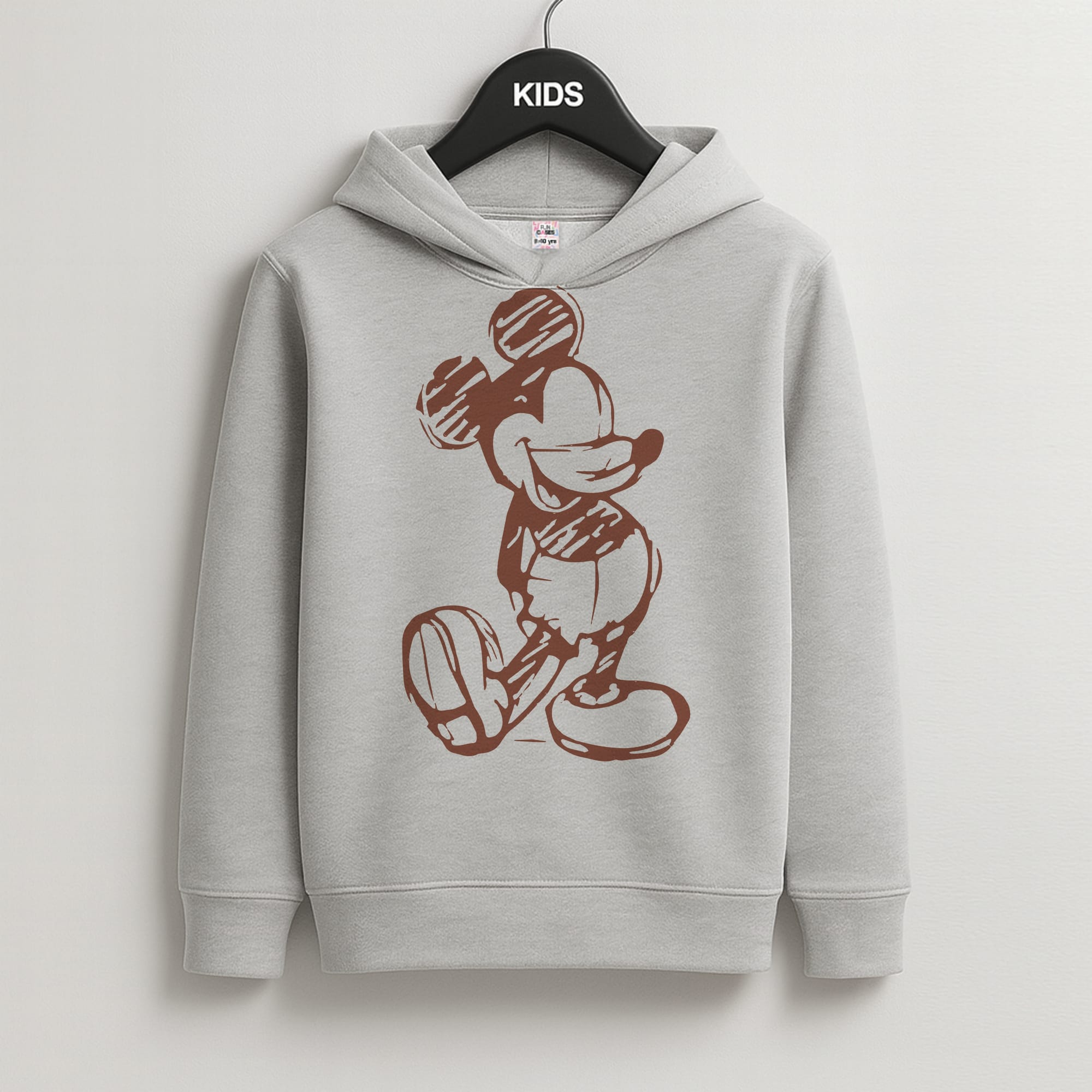 Sketched Mouse Outline Beige Kids Grey Hoodie