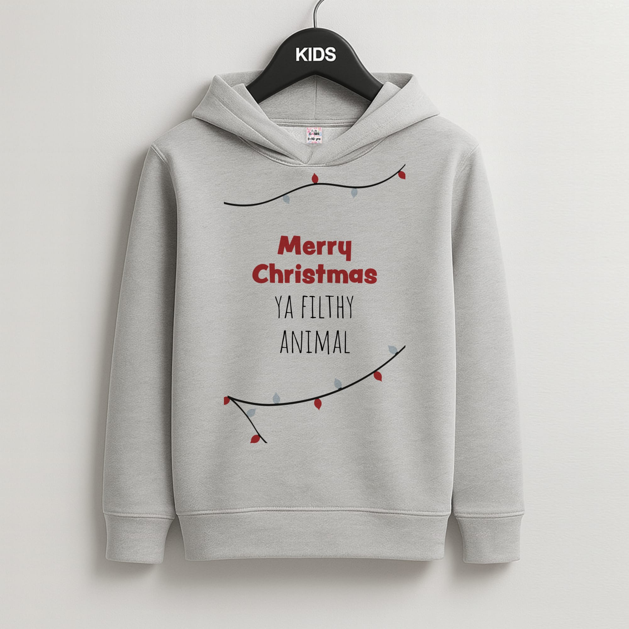 Merry Christmas Ya Filthy Animal Kids Grey Hoodie