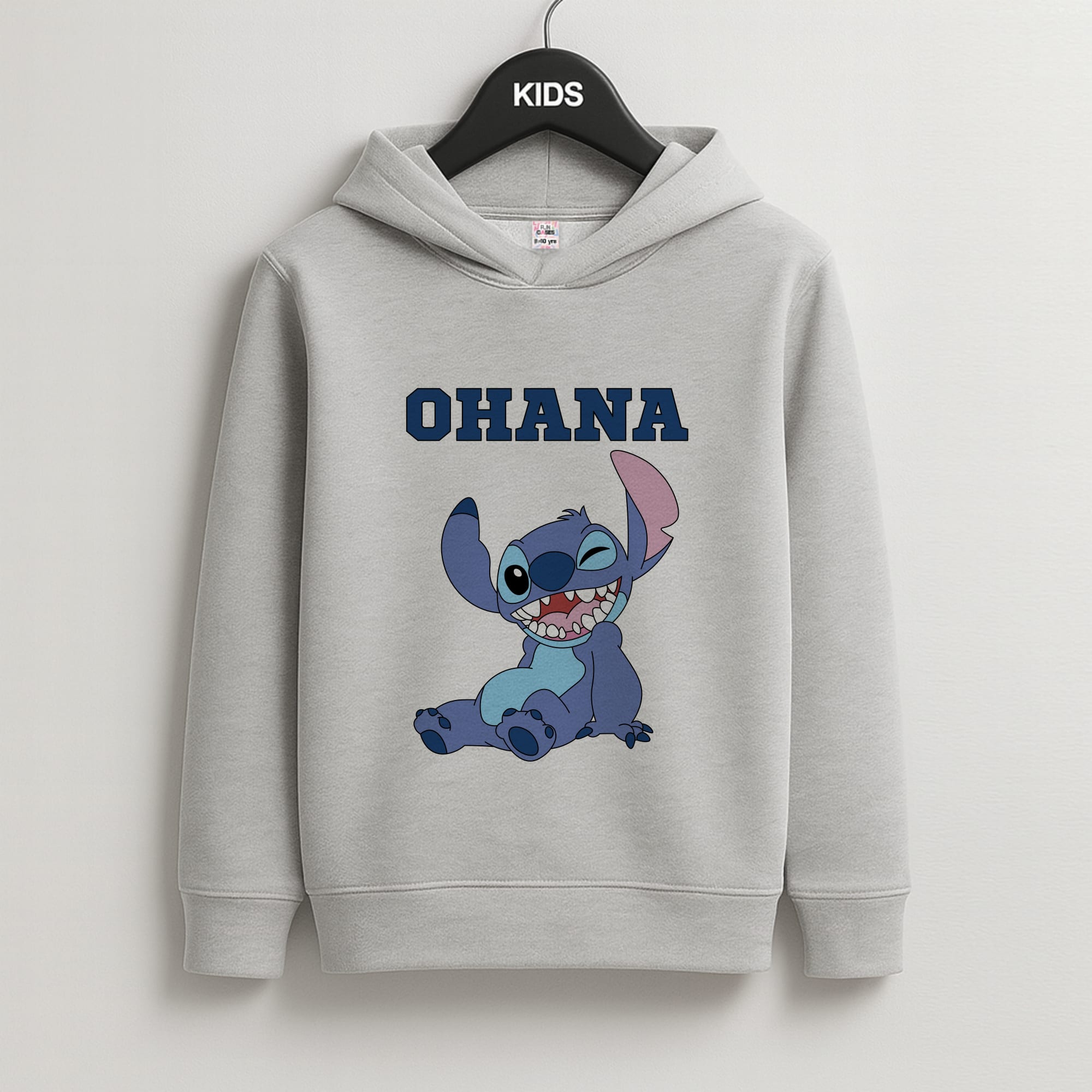 Blue Alien Ohana Kids Grey Hoodie
