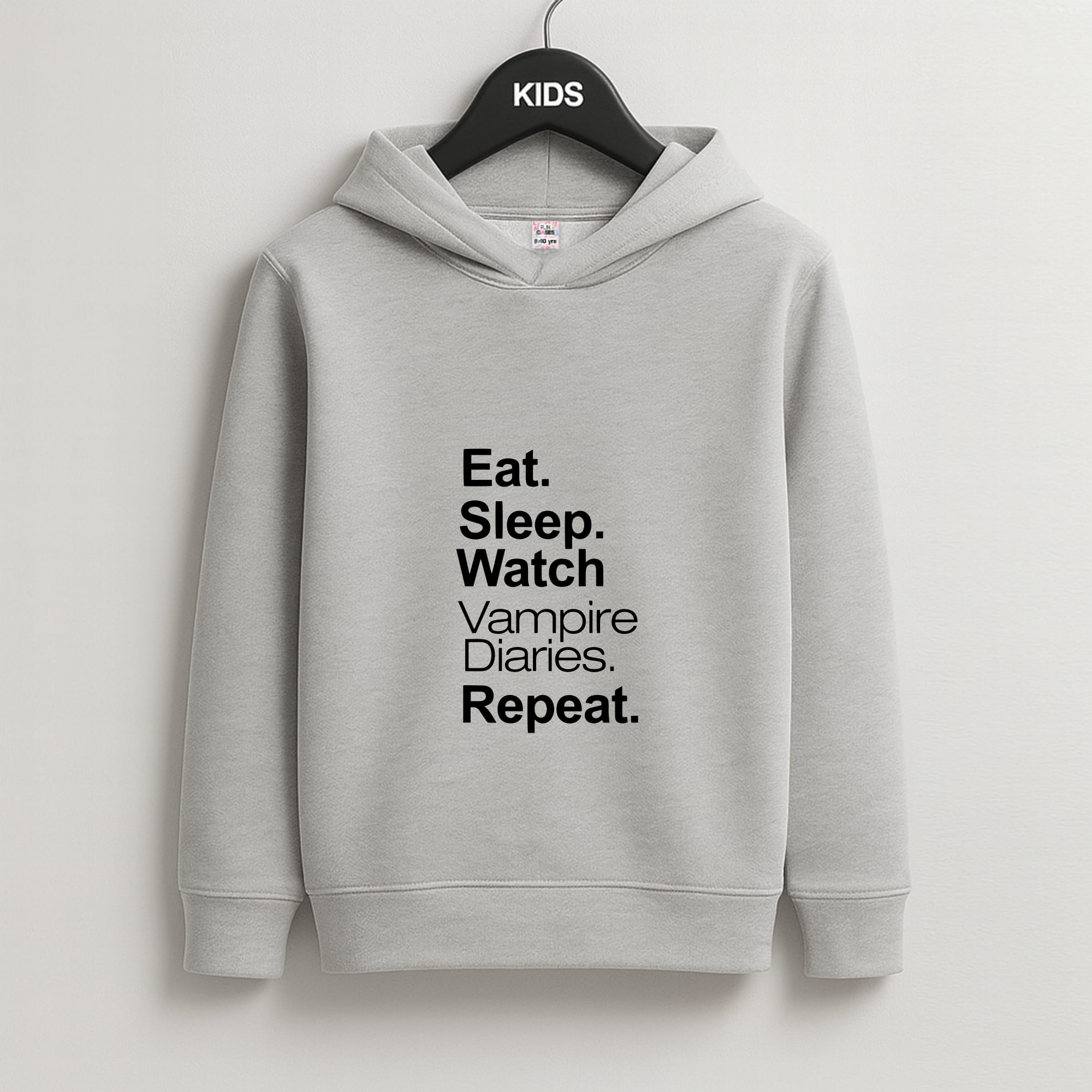 Eat Sleep Watch VPD Repeat Kids Grey Hoodie