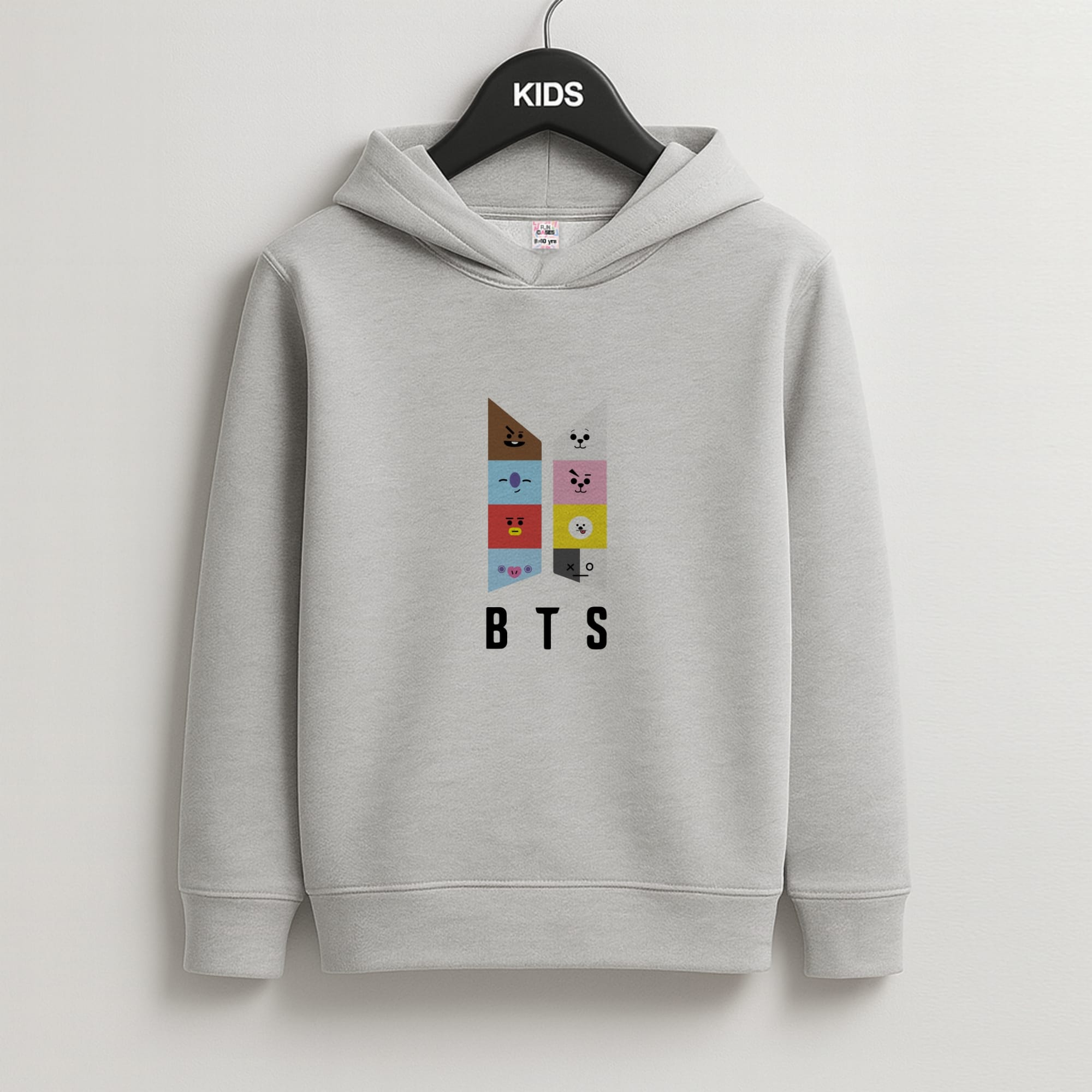 BT21 K-Pop Band Logo Kids Grey Hoodie