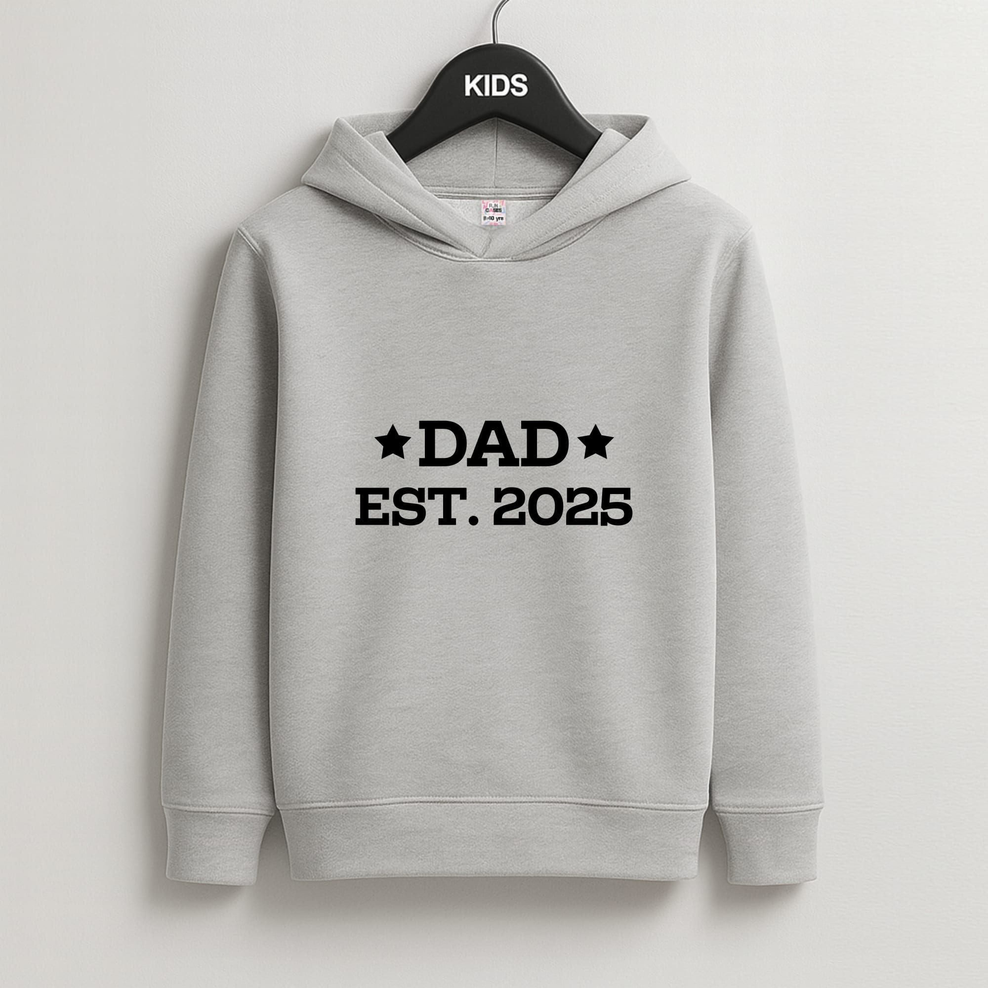 Dad Est 2025 Kids Grey Hoodie