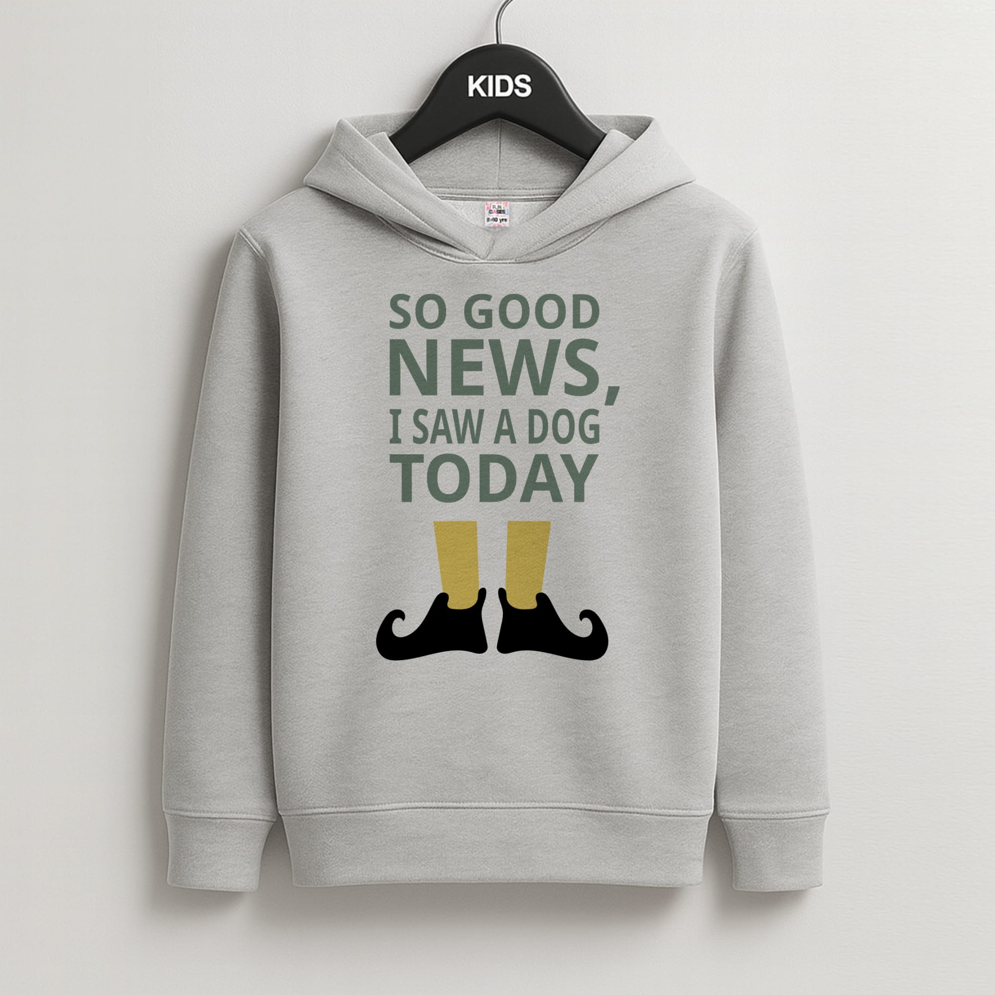 I Saw A Dog Today - Elf Kids Grey Hoodie