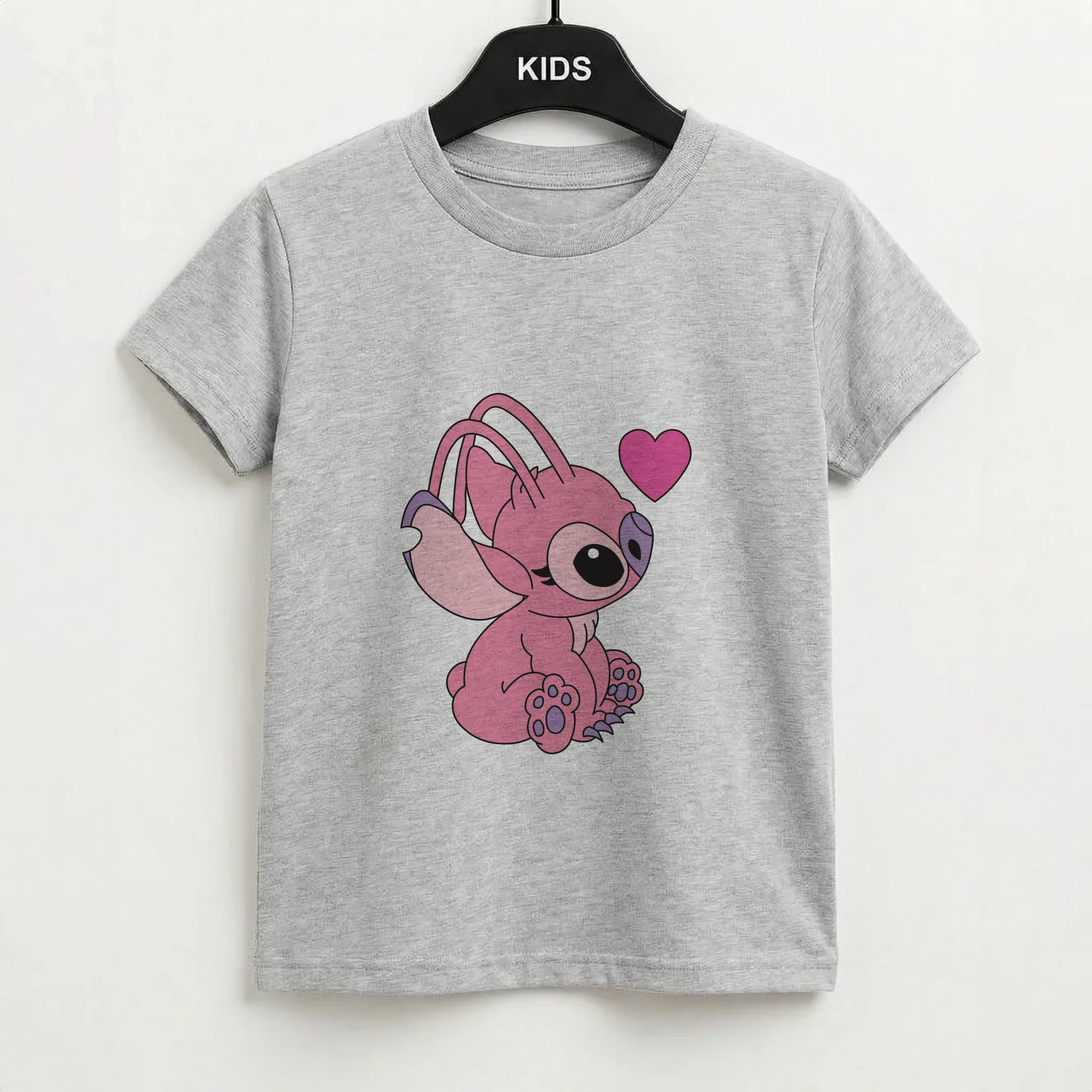 Love Heart Pattern - Pink Alien Kids T-Shirt