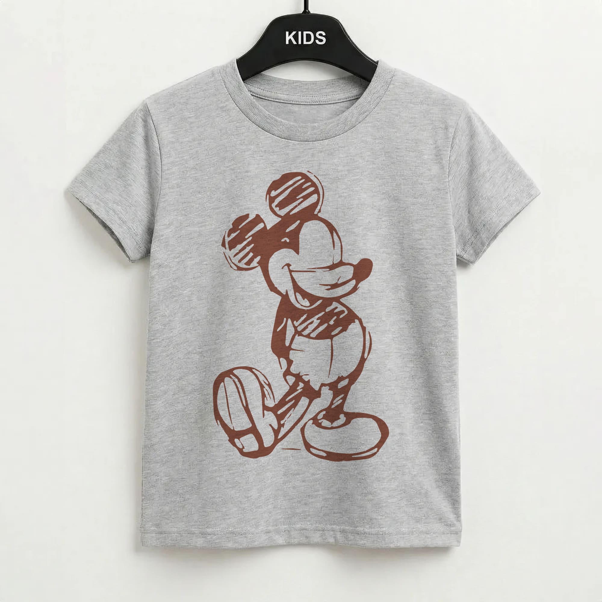 Sketched Mouse Outline Beige Kids T-Shirt